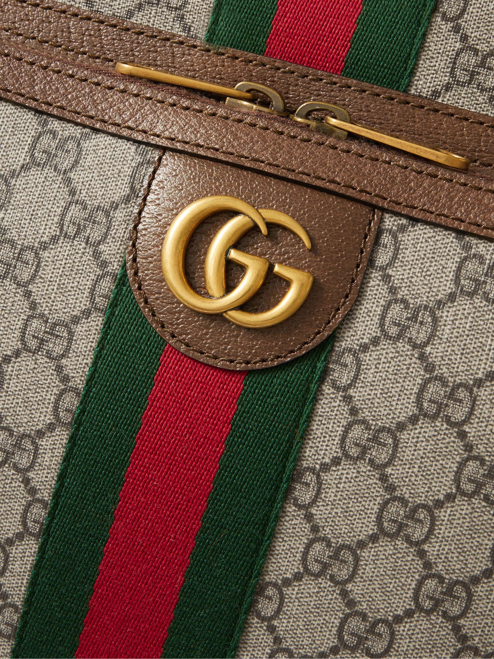 GUCCI Savoy leather-trimmed printed coated-canvas suitcase
