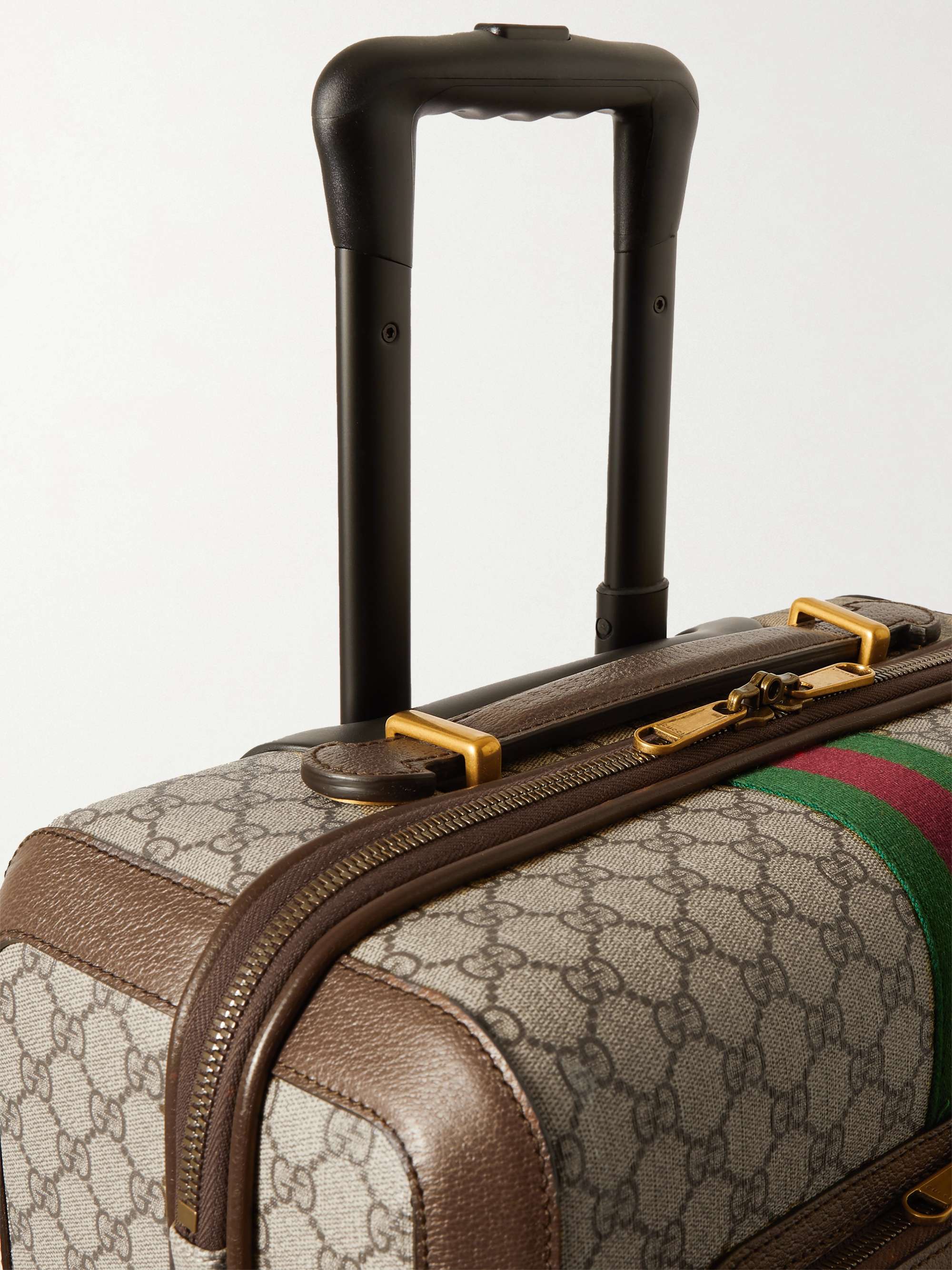 GUCCI Savoy leather-trimmed printed coated-canvas suitcase