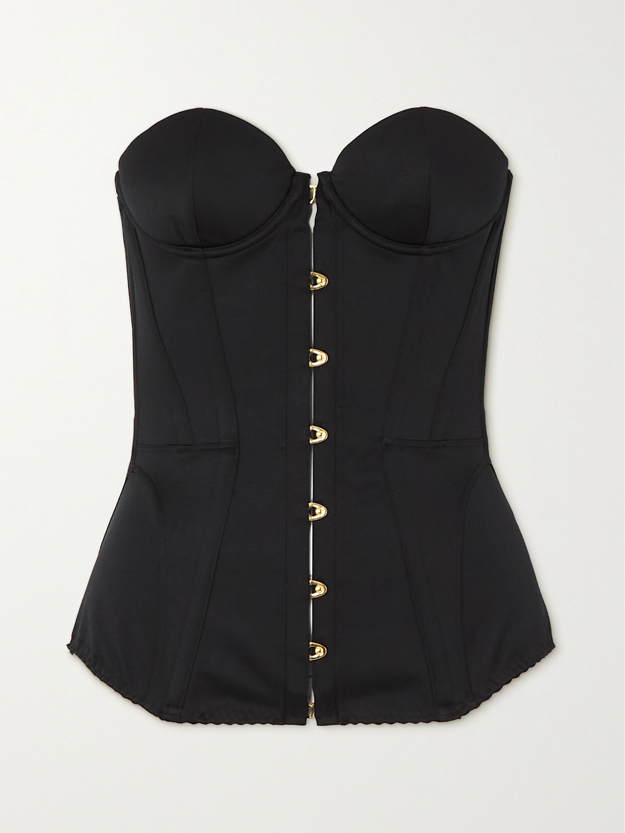 Agent Provocateur Mercy Strapless Lace-up Cotton-satin Bustier Top In Black