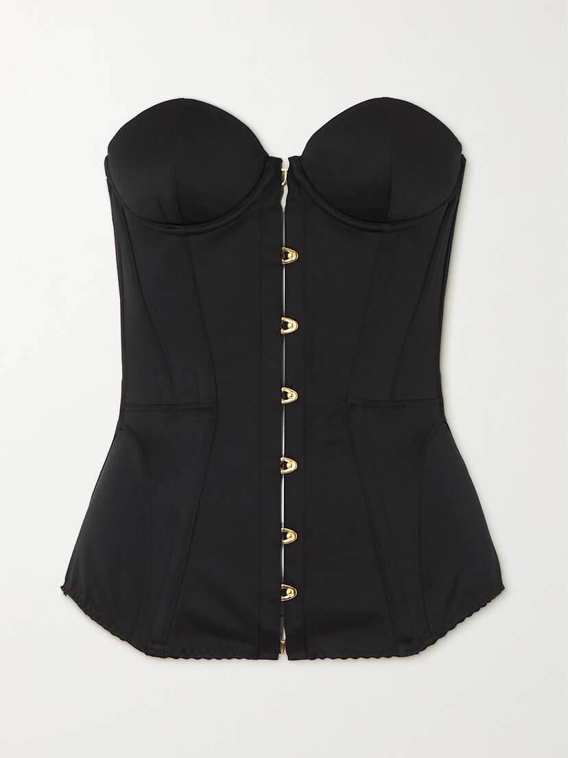 Agent Provocateur Mercy Strapless Lace-up Cotton-satin Bustier Top