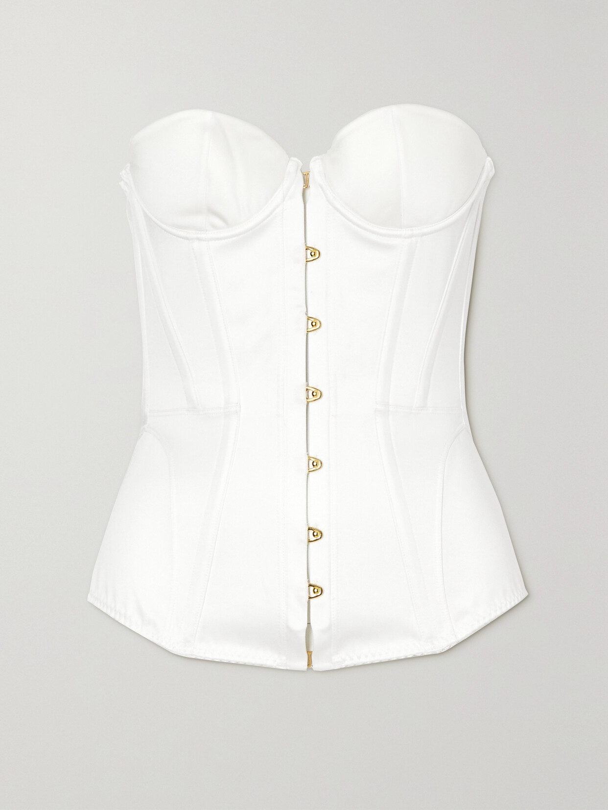 Agent Provocateur Mercy Strapless Lace-up Cotton-satin Bustier Top In White