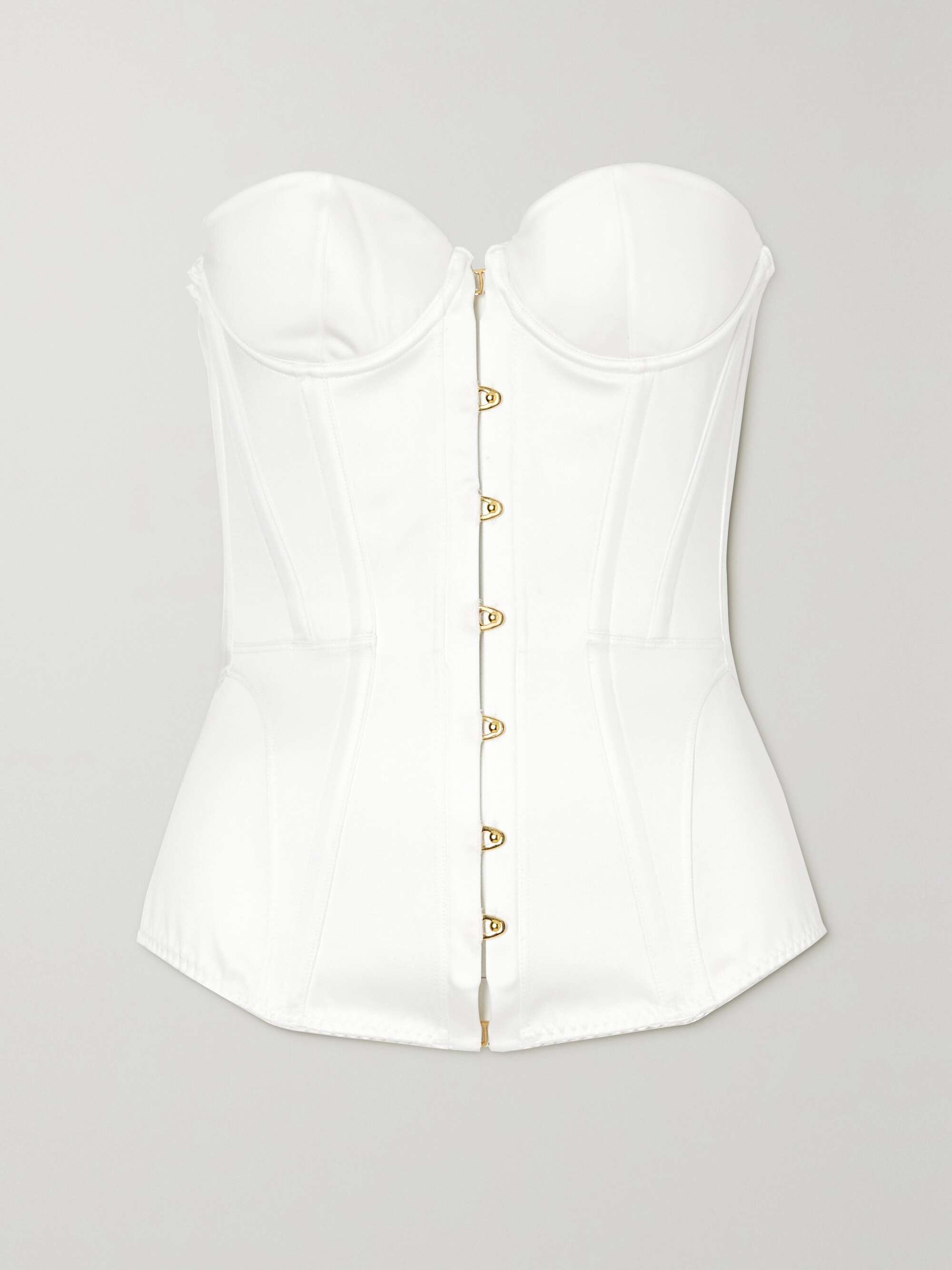 AGENT PROVOCATEUR Mercy strapless lace-up cotton-satin bustier top