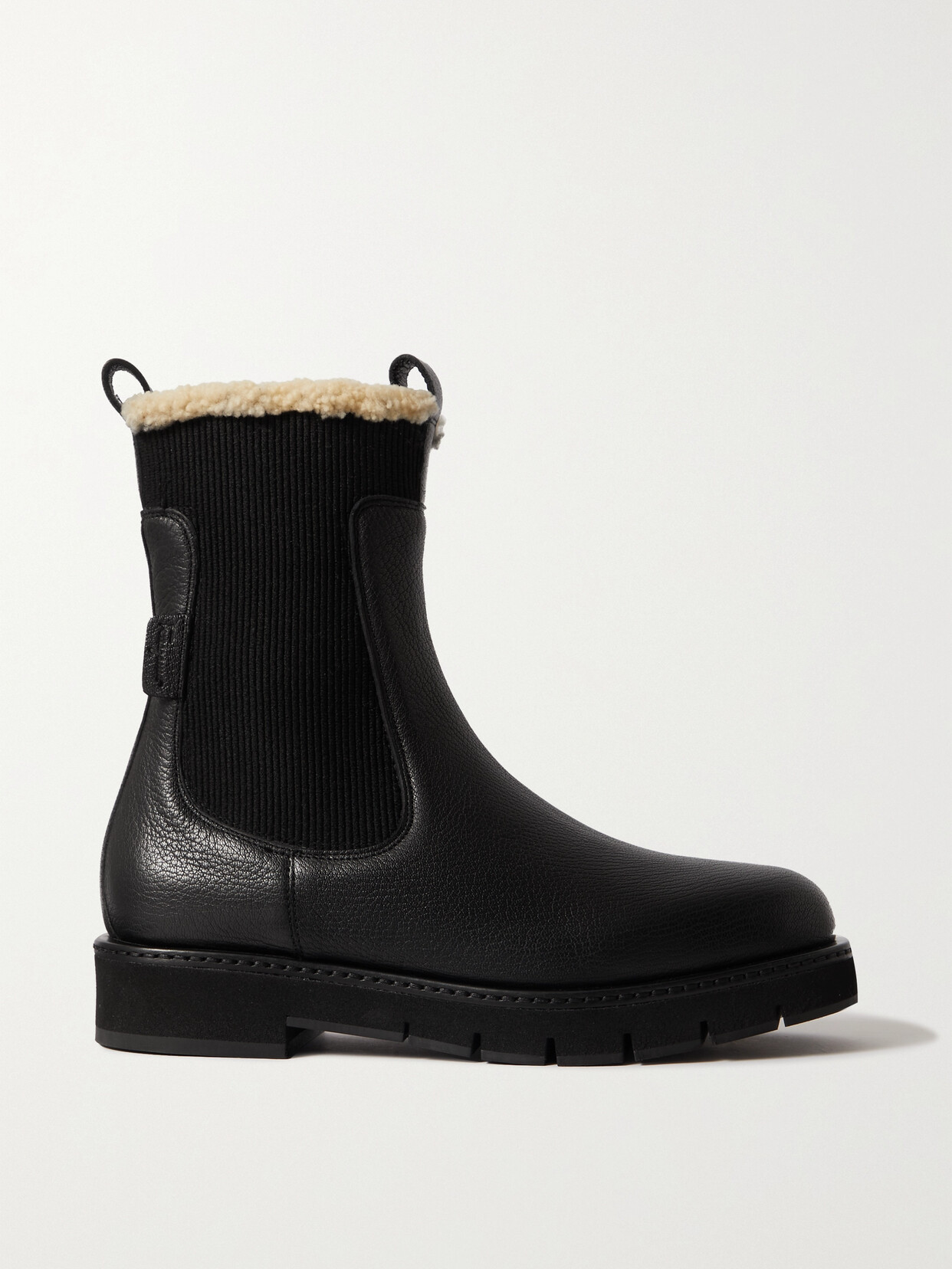 Ferragamo Shearling-lined Leather Ankle Boots In Black