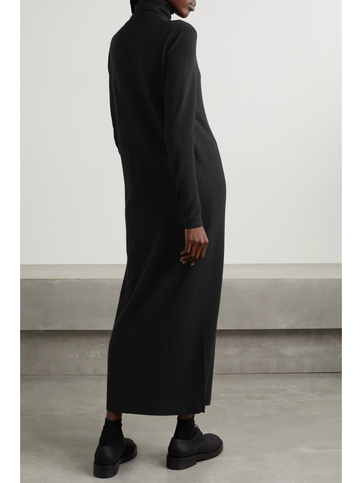 Shop Allude + Net Sustain Wool And Cashmere-blend Turtleneck Midi Dress In Black