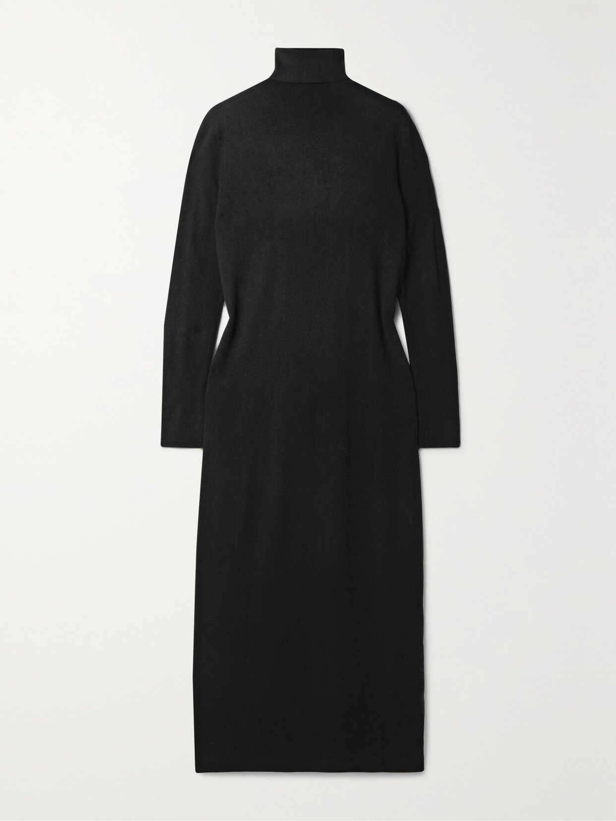 Allude Wool And Cashmere-blend Turtleneck Midi Dress In Black