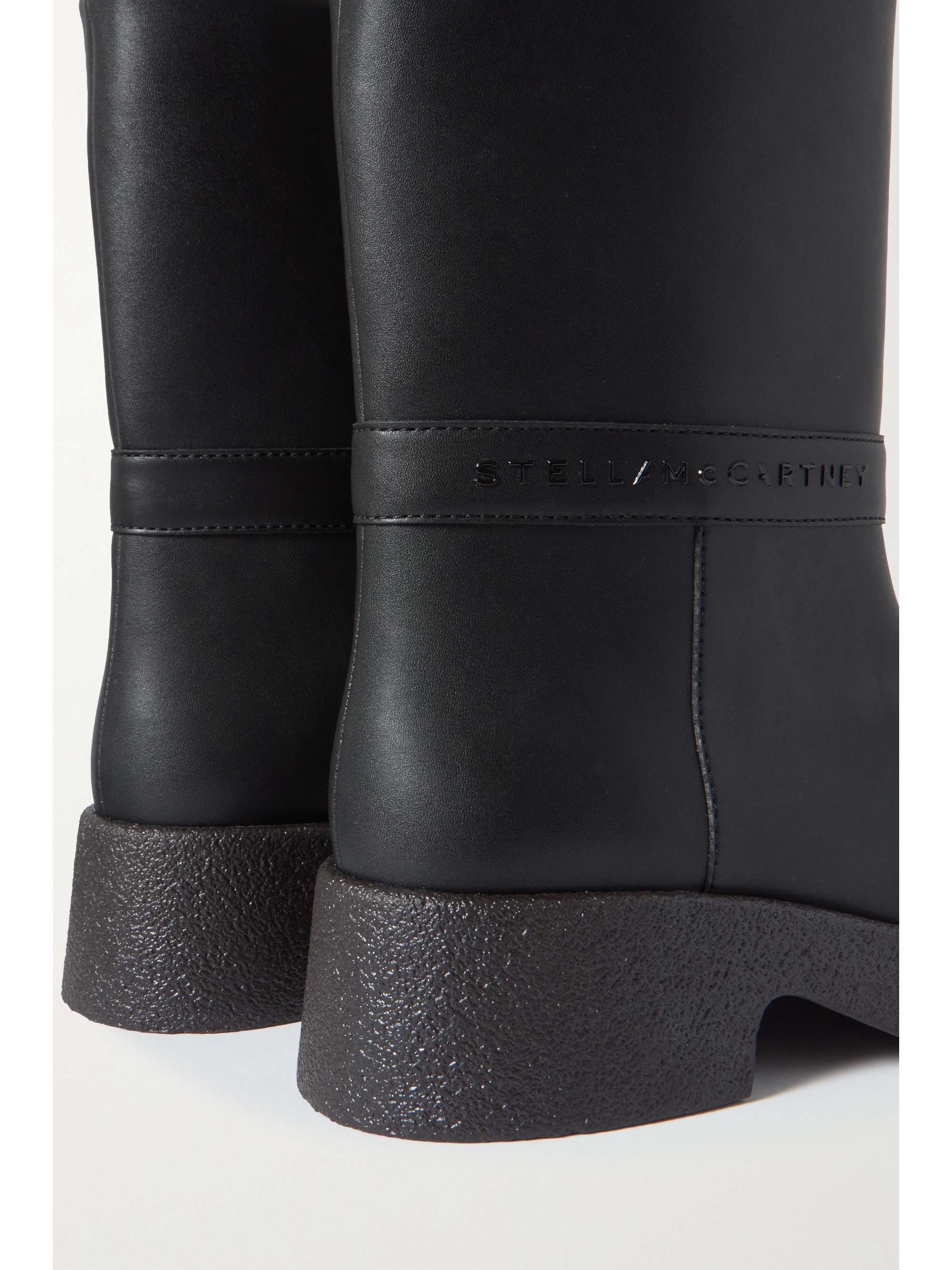 Black Skyla logo-embellished vegetarian leather ankle boots | STELLA MCCARTNEY | NET-A-PORTER