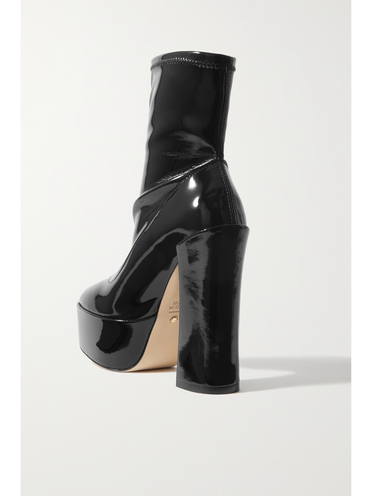 Stuart Weitzman Skyhigh Patent-leather Platform Ankle Boots In Black