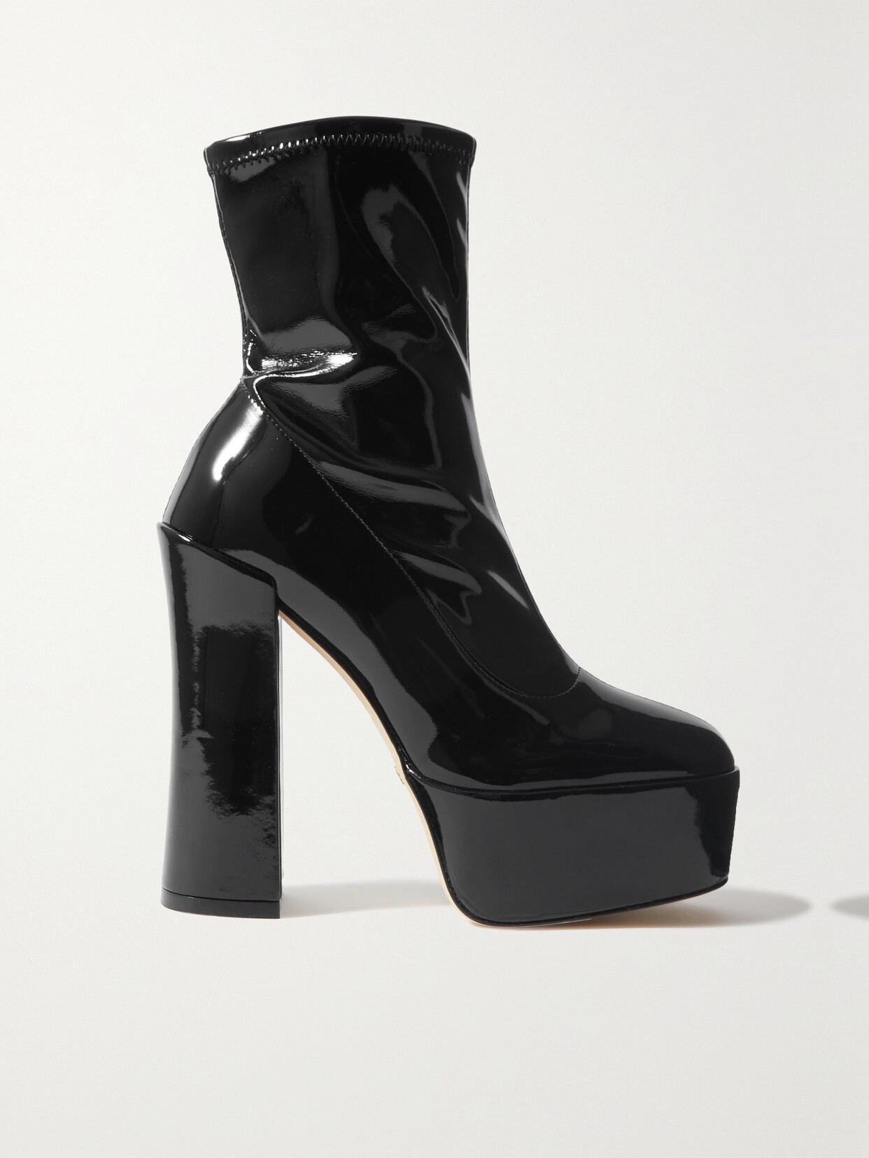 Shop Stuart Weitzman Skyhigh Patent-leather Platform Ankle Boots In Black