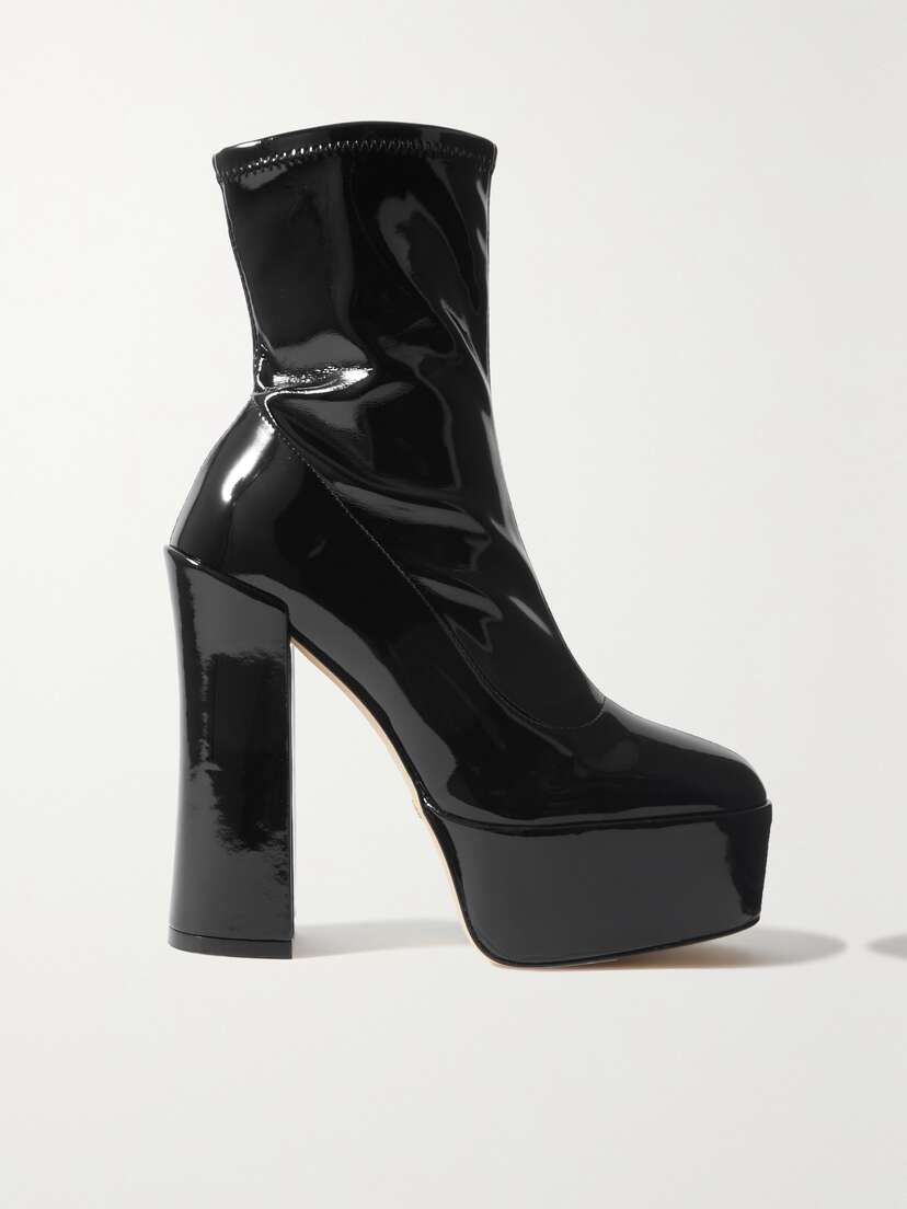 Stuart Weitzman Skyhigh Patent-leather Platform Ankle Boots