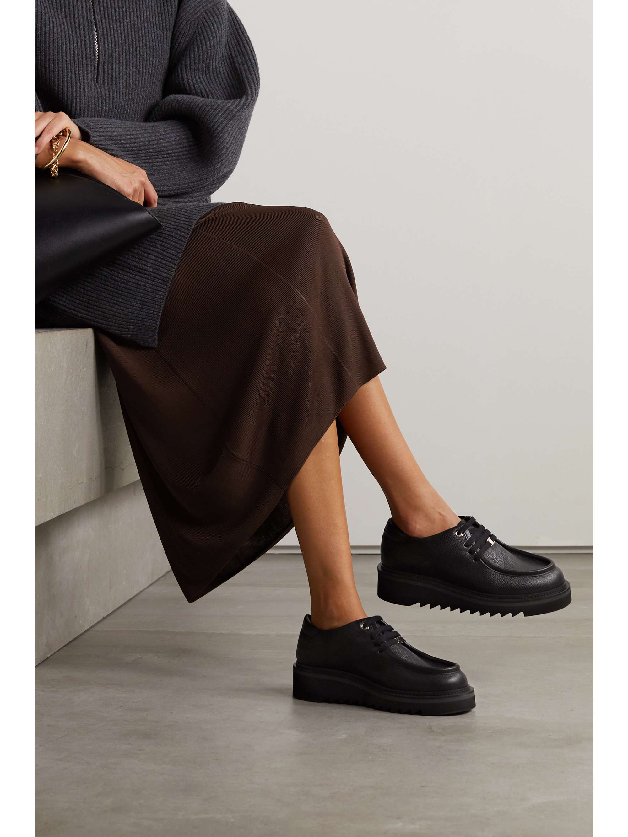 Black Euripilo textured-leather brogues 