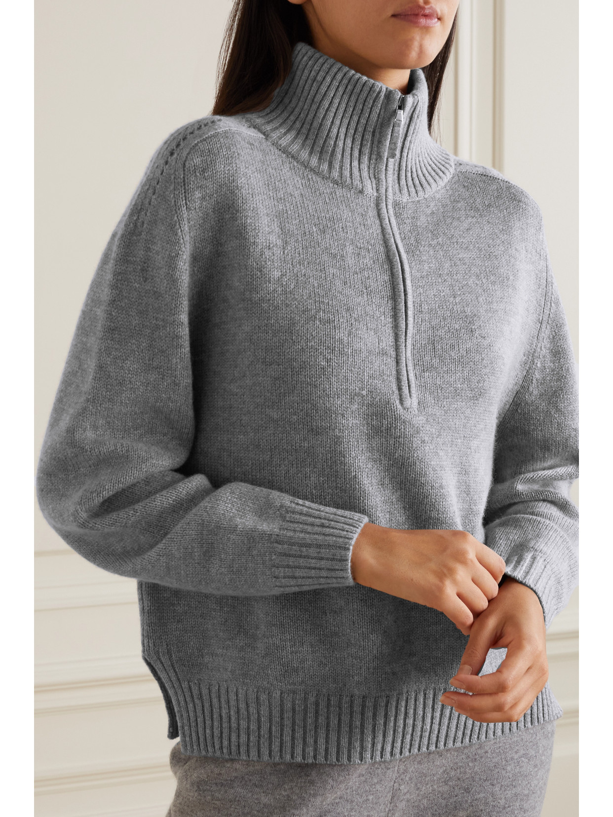 Allude Wool And Cashmere-blend Turtleneck Sweater In Gray
