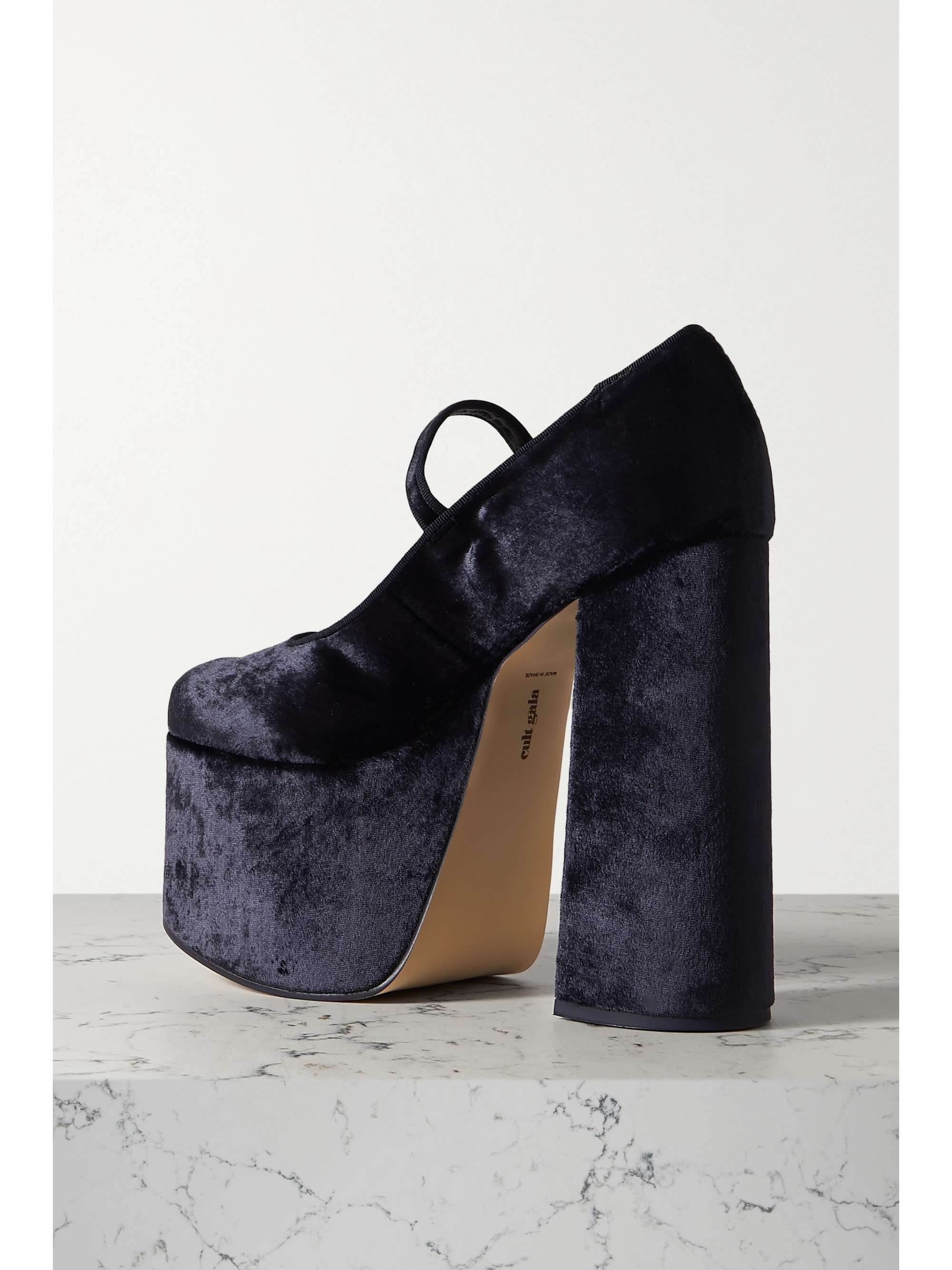 CULT GAIA Angelou crushed-velvet platform Mary Jane pumps