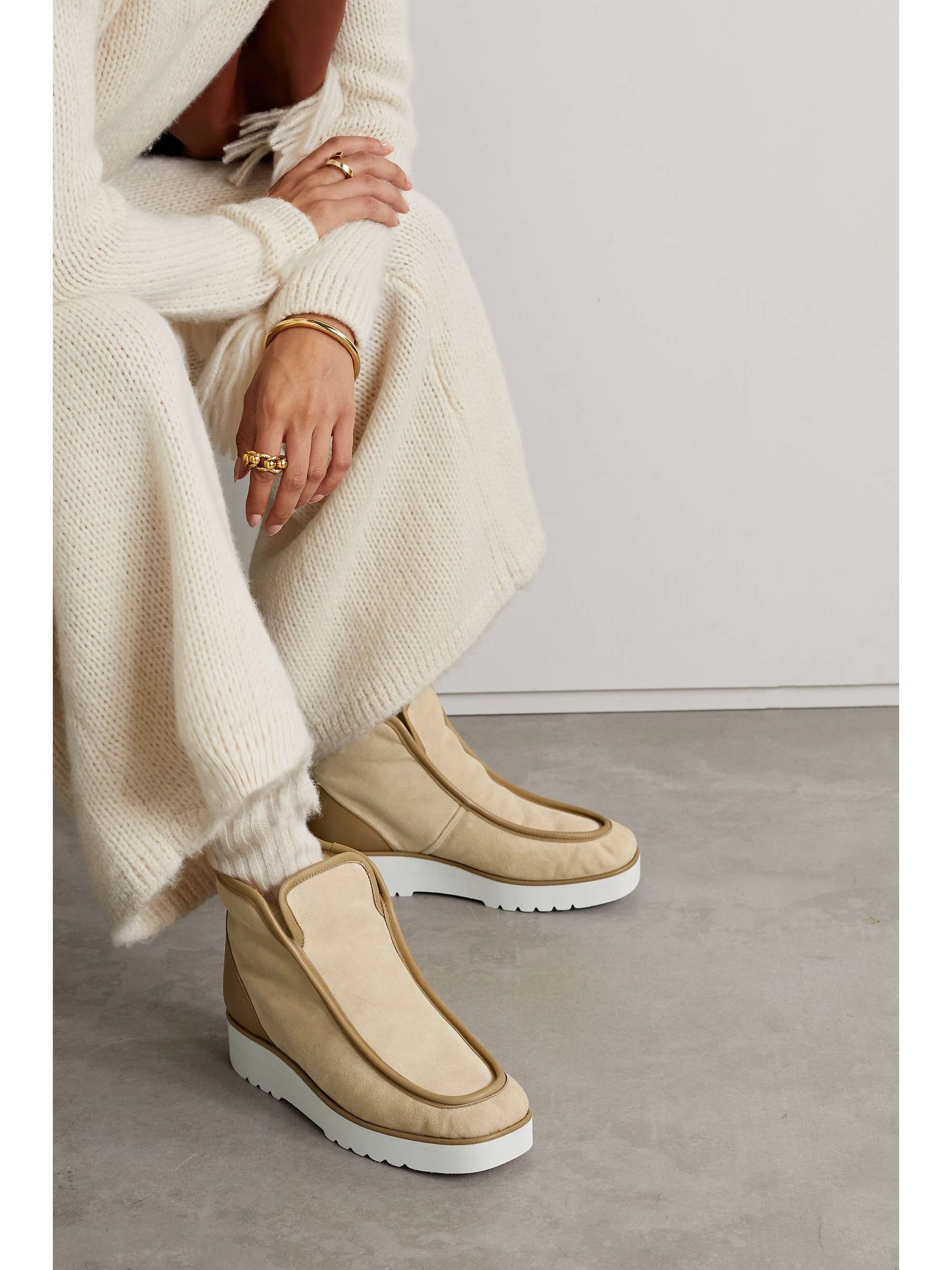 GABRIELA HEARST Tyga leather-trimmed suede ankle boots