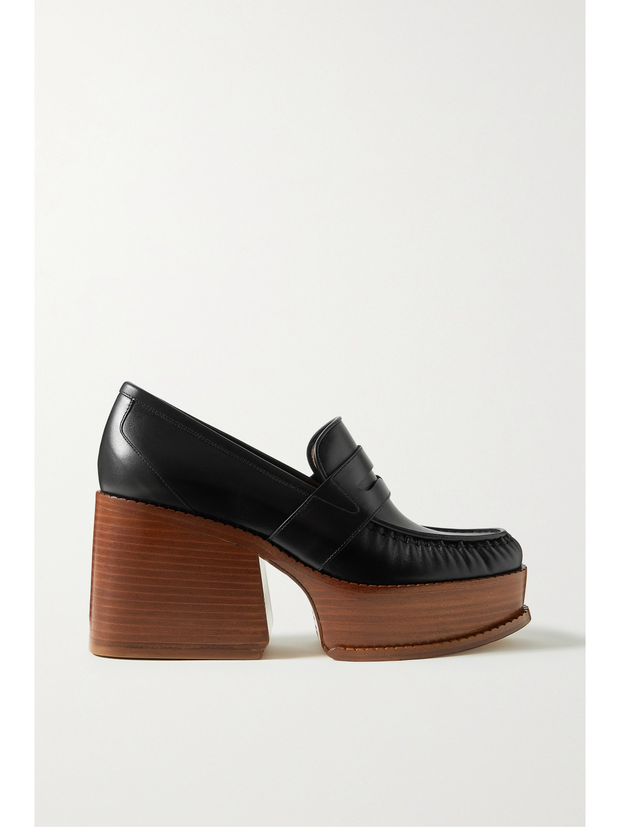 Gabriela Hearst Augusta Leather Platform Penny Loafers In Black