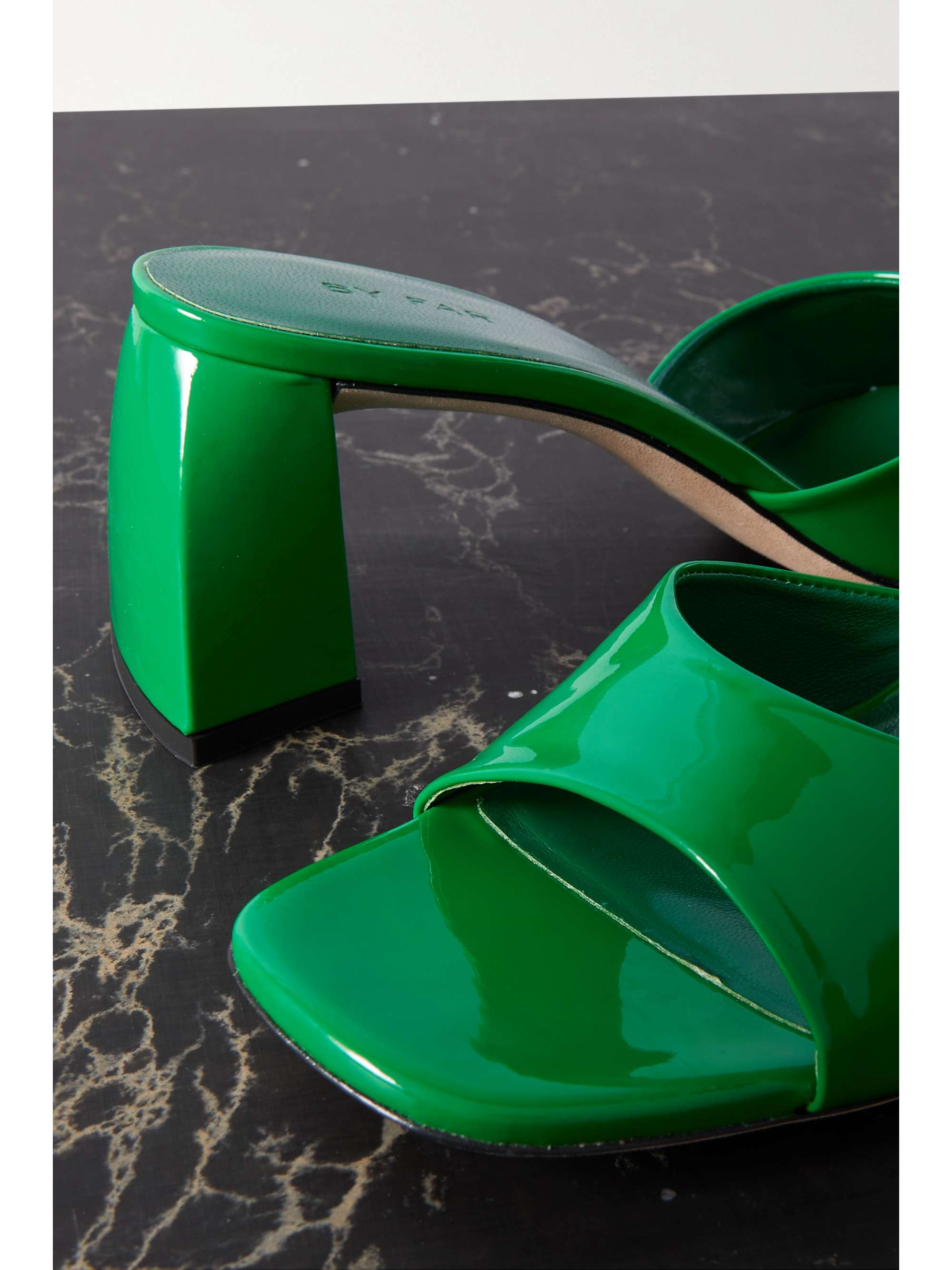 BY FAR Romy 70 patent-leather mules