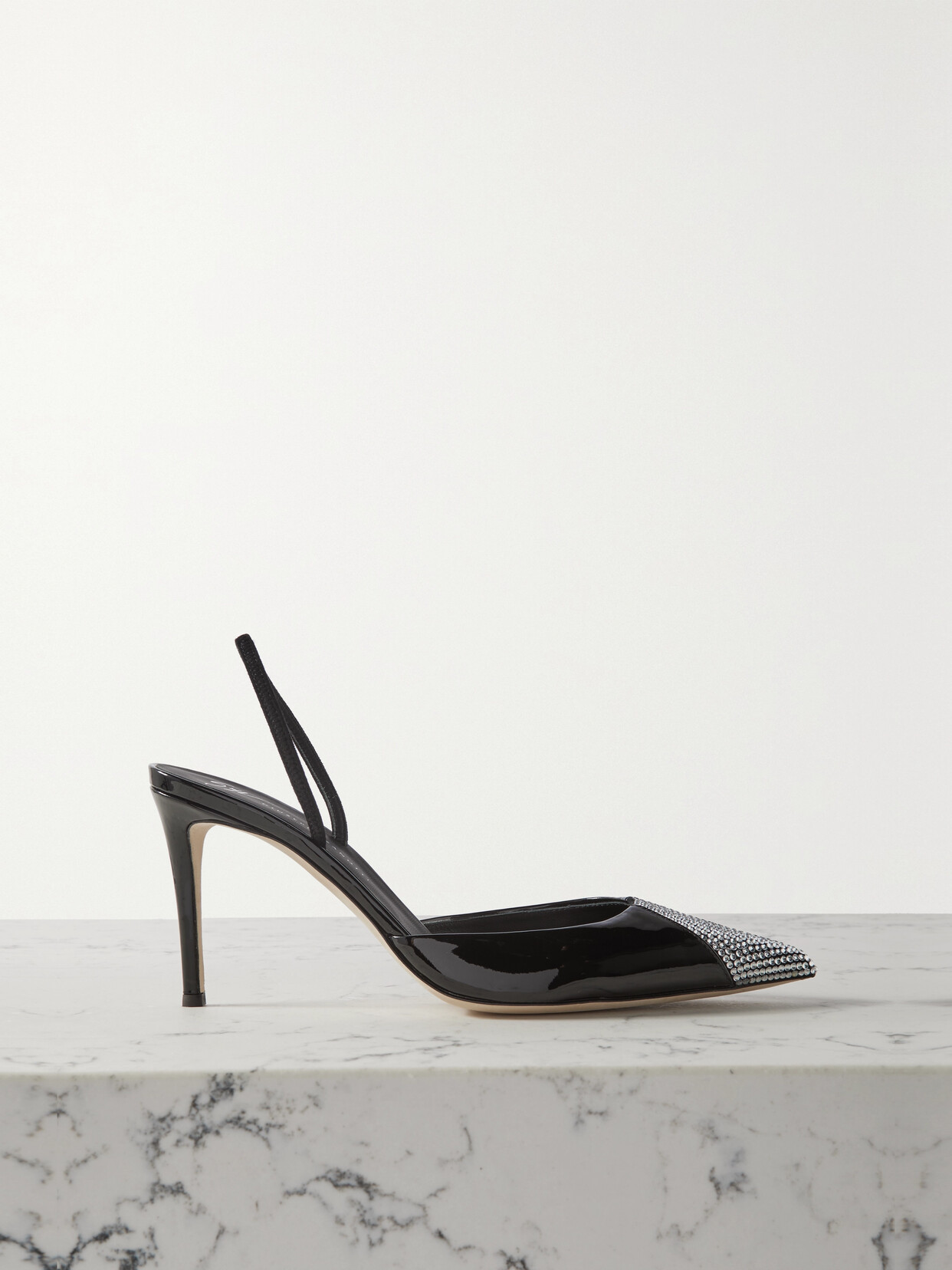 Giuseppe Zanotti Crystal-embellished Patent-leather Slingback Pumps
