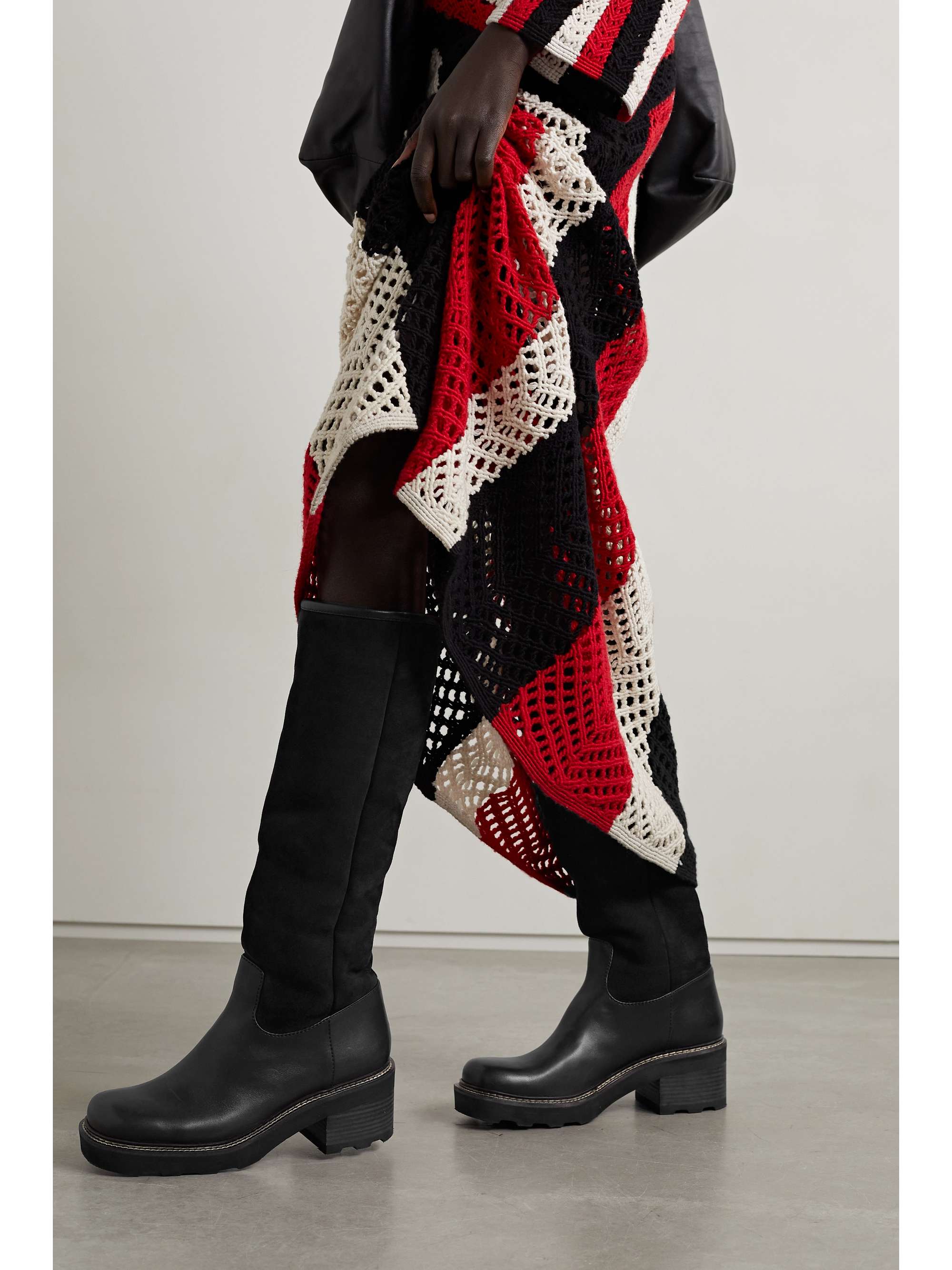 GABRIELA HEARST Vylos shearling-lined suede and leather knee boots
