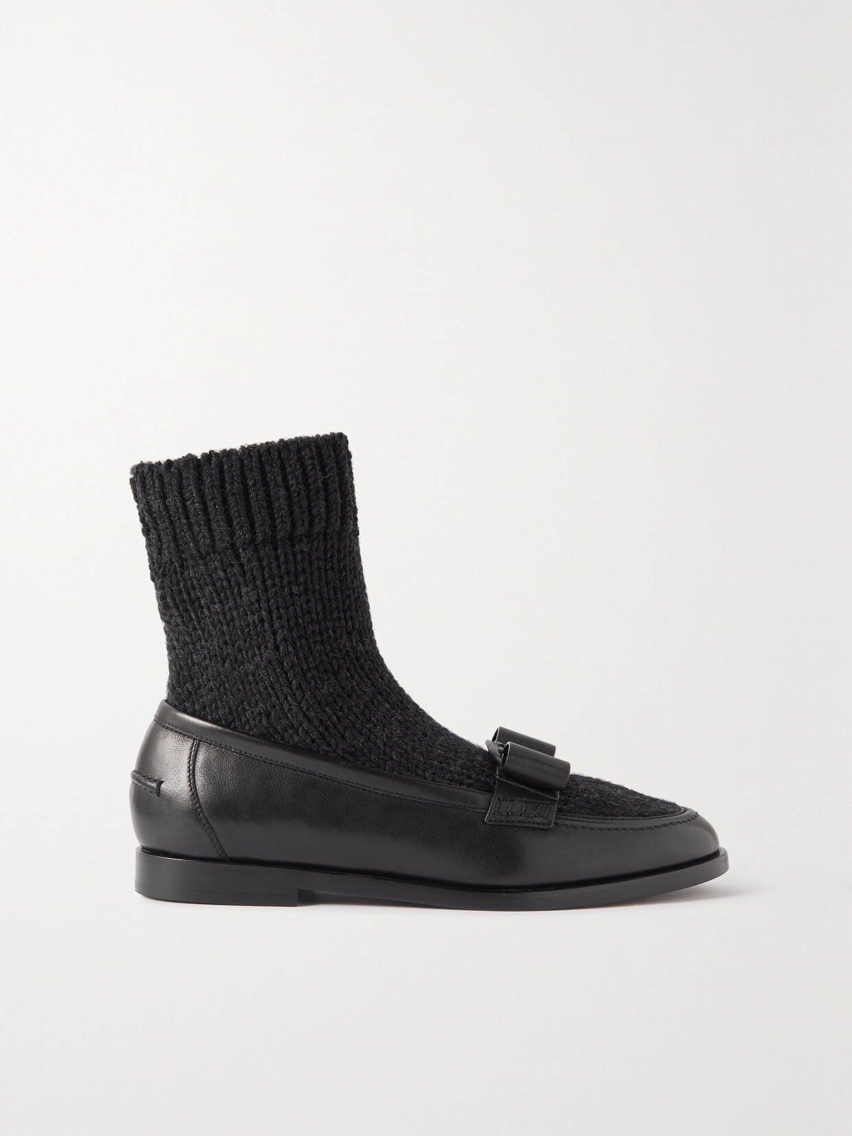 Ferragamo - Vivaldo Ribbed-knit And Leather Loafers - Black