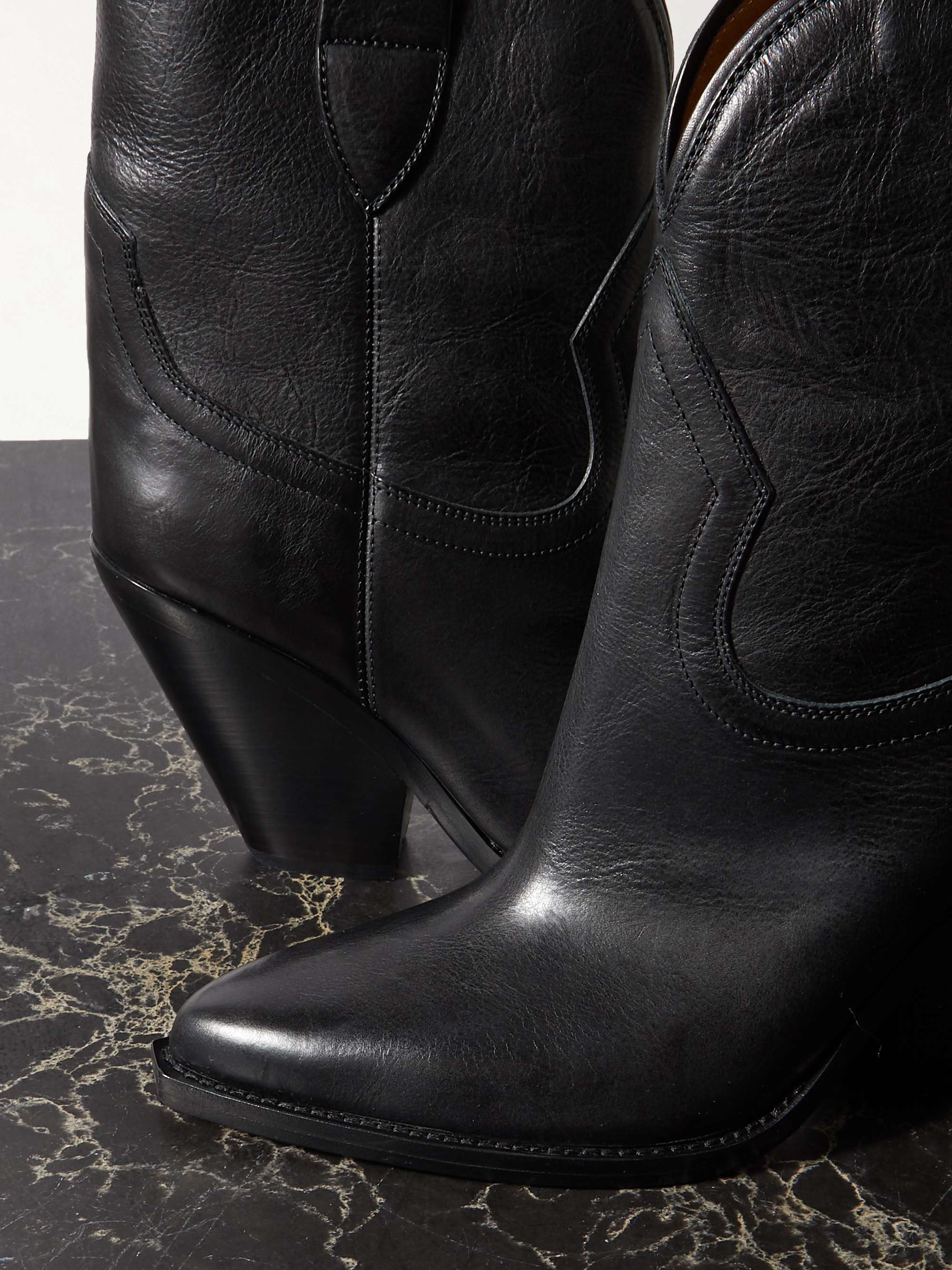 Leyane glossed-leather ankle boots