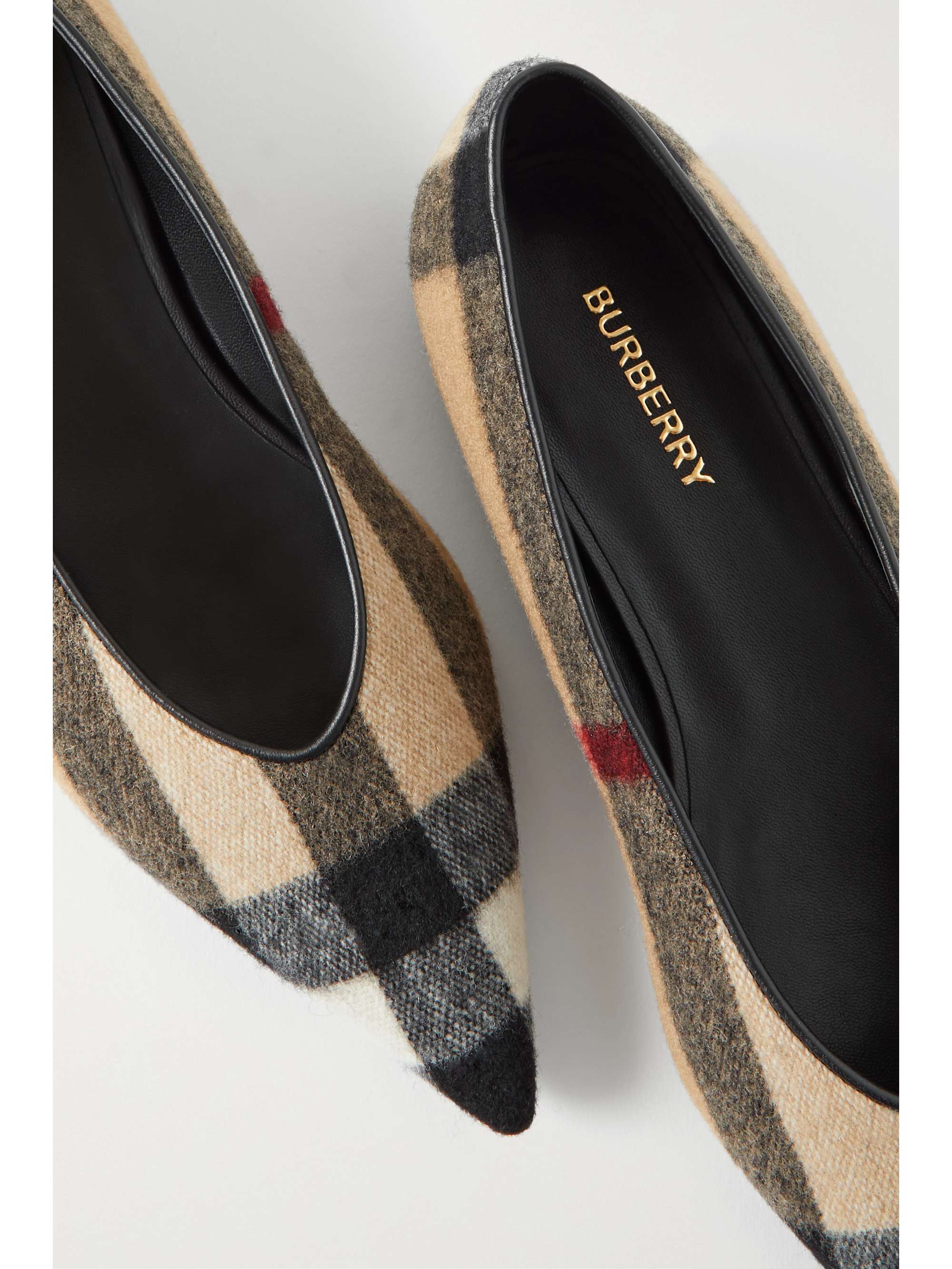 BURBERRY Checked cashmere point-toe flats