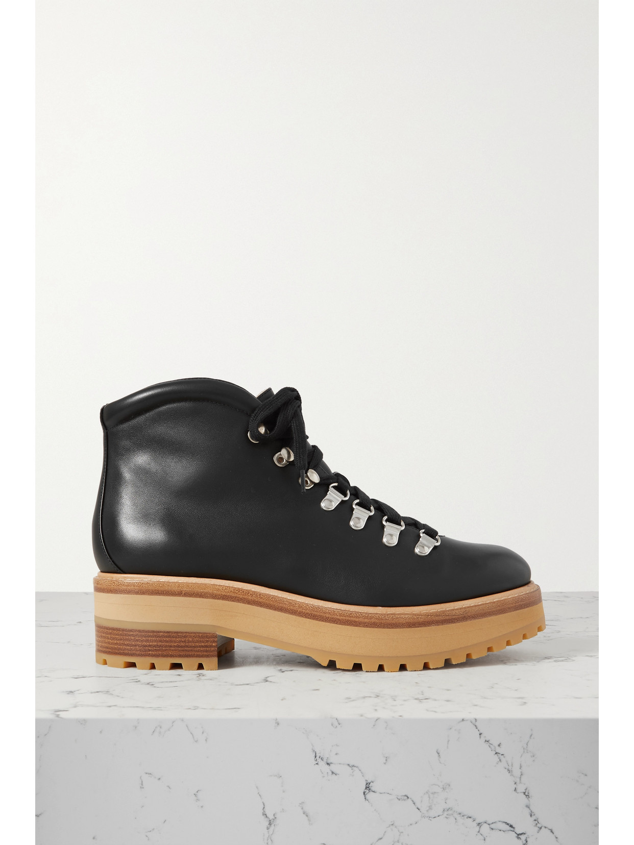 Gabriela Hearst 60mm Kash Leather Hiking Boots In Black
