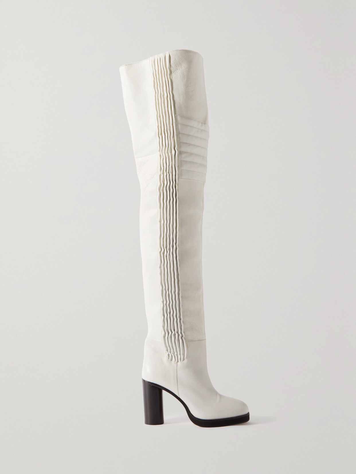 Isabel Marant Laelle Leather Over-the-knee Boots In White