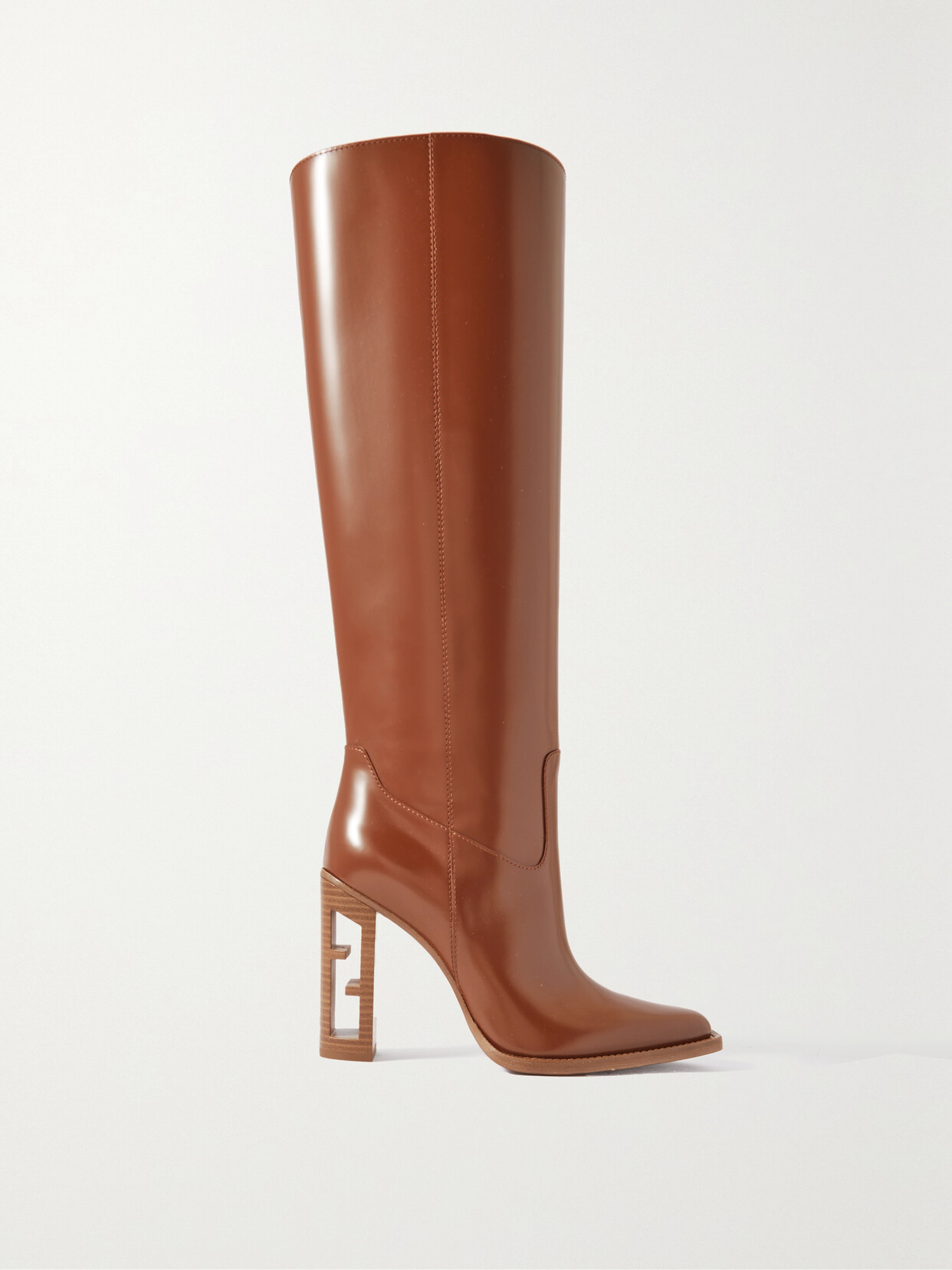 Fendi – Cut Leather Knee Boots – Brown