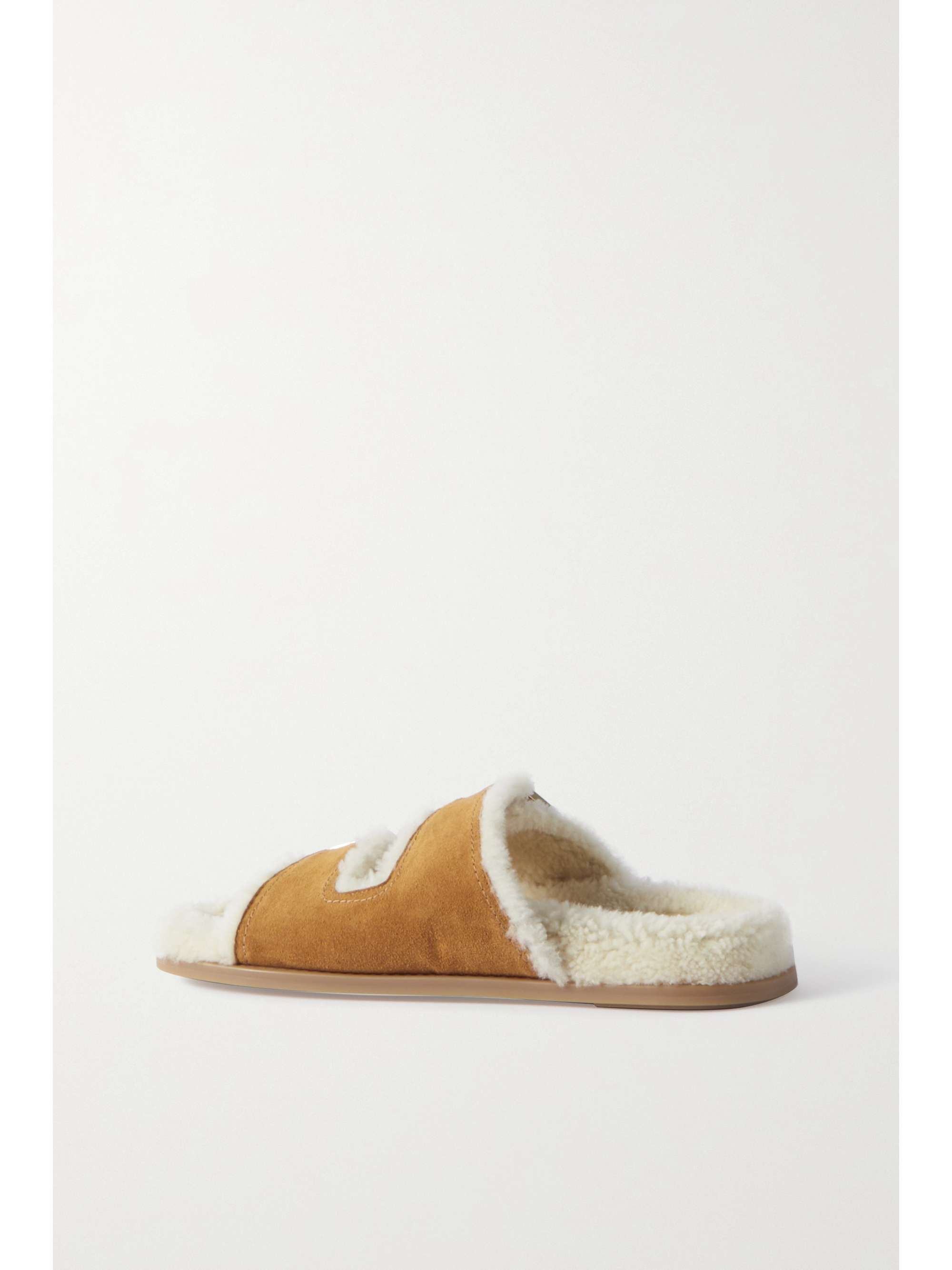FENDI Feel logo-embellished suede and shearling slides