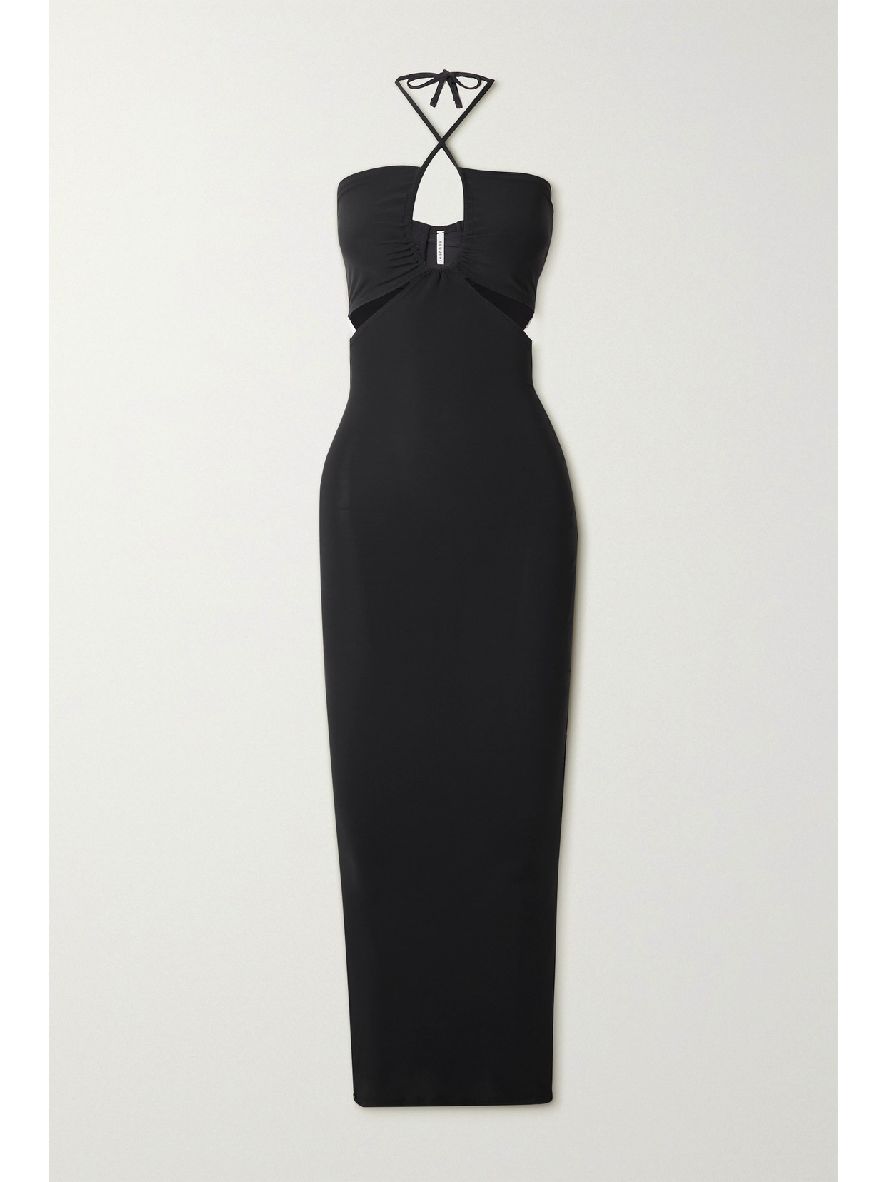 IOANNES Cutout Halterneck Stretch-shell Midi Dress - Black