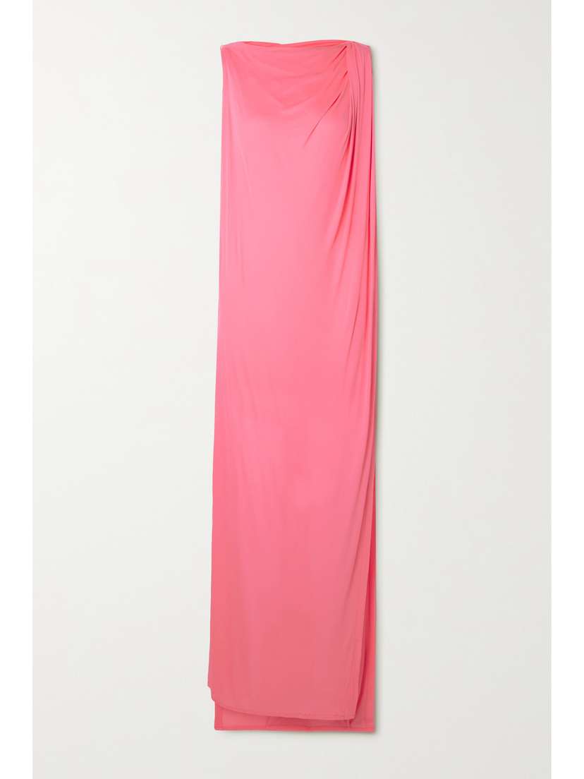 IOANNES One-shoulder Draped Crepe De Chine Maxi Dress