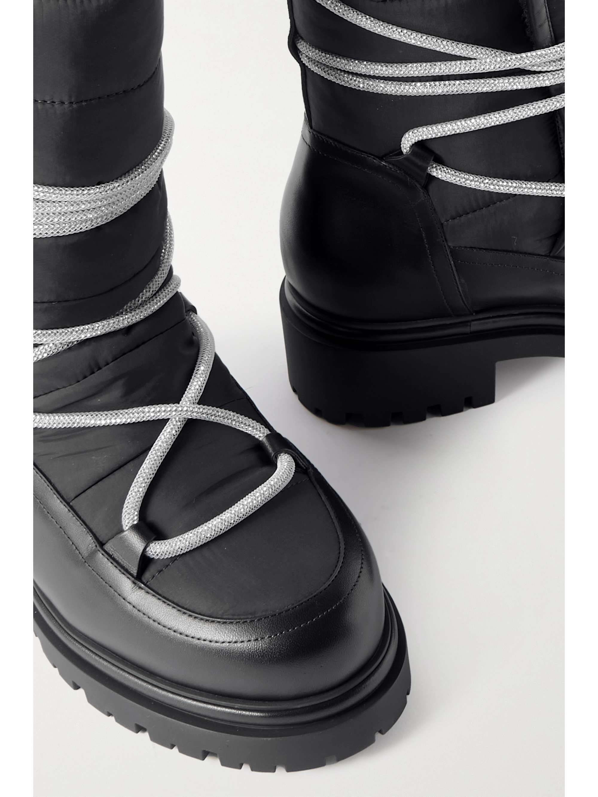 RENÉ CAOVILLA Aspen crystal-embellished shell and leather ankle boots