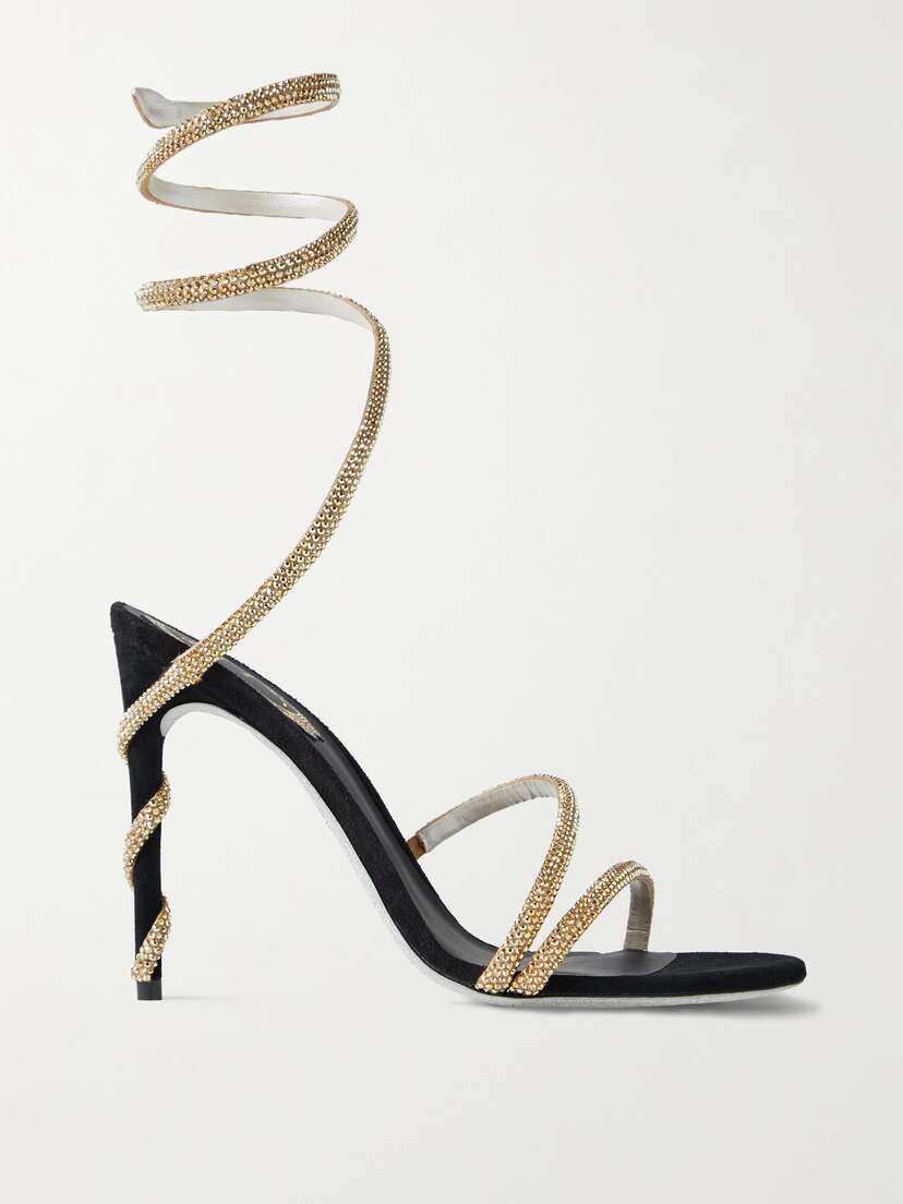 René Caovilla Crystal-embellished Suede Sandals