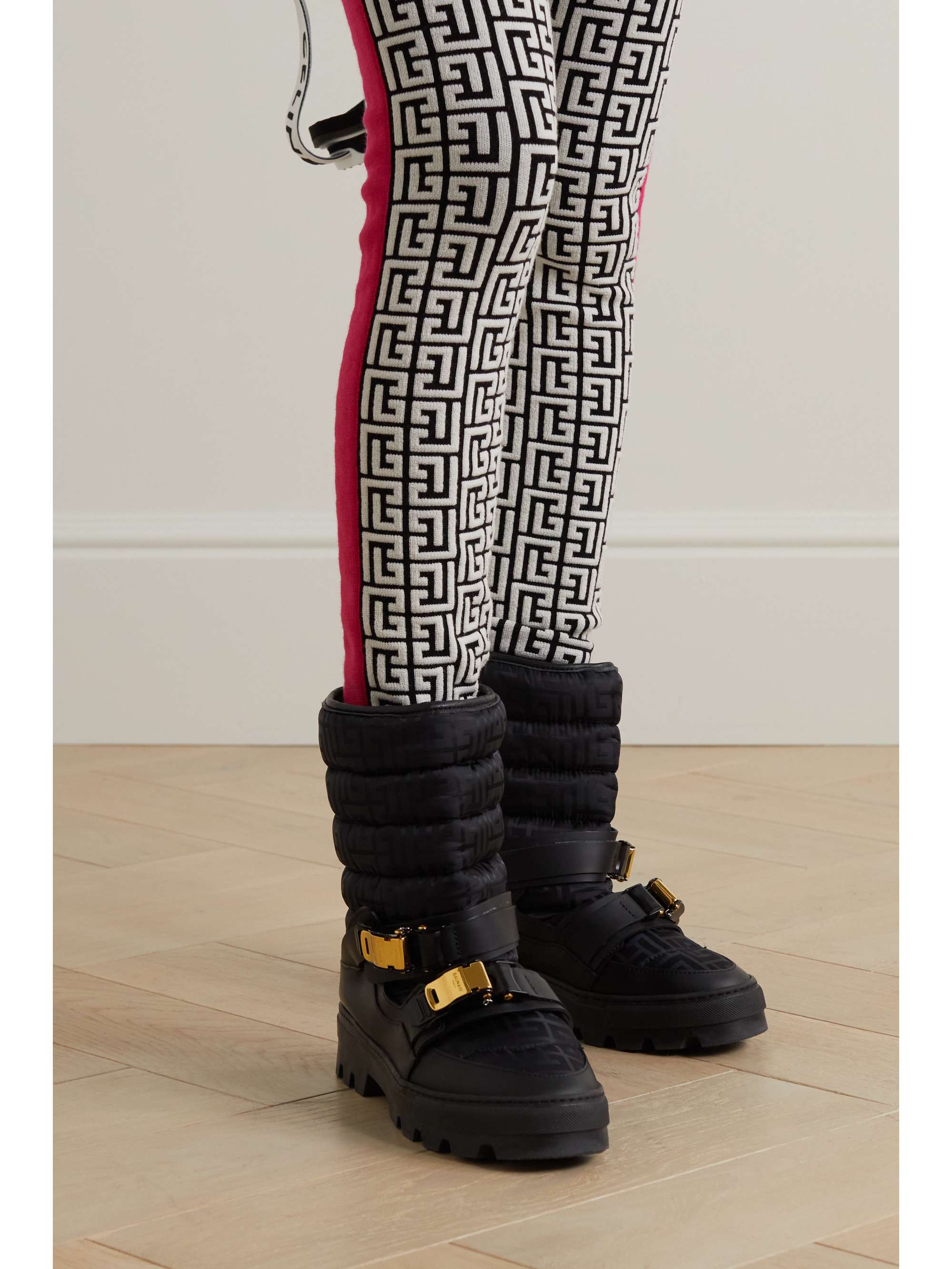 Anmelder koks Forstyrre BALMAIN Leather-trimmed quilted logo-jacquard shell snow boots |  NET-A-PORTER