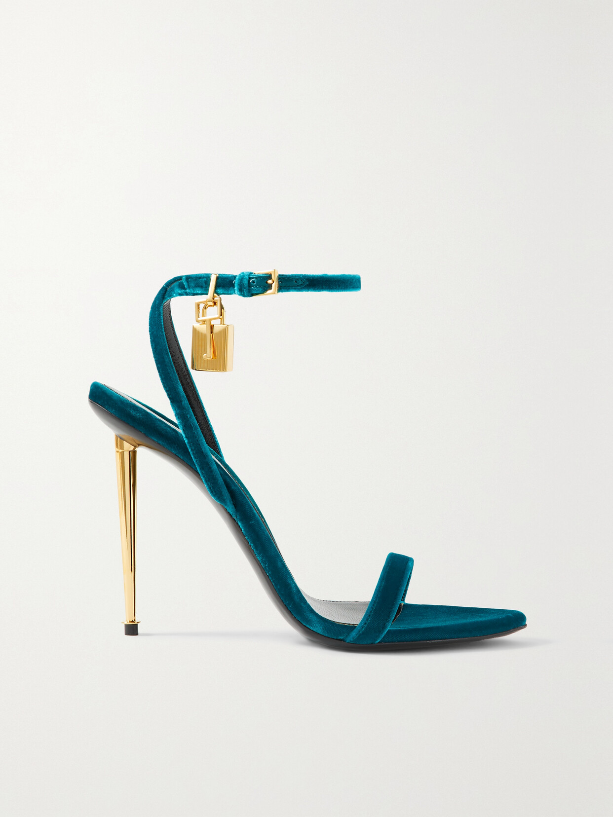 TOM FORD - Padlock Embellished Velvet Sandals - Blue