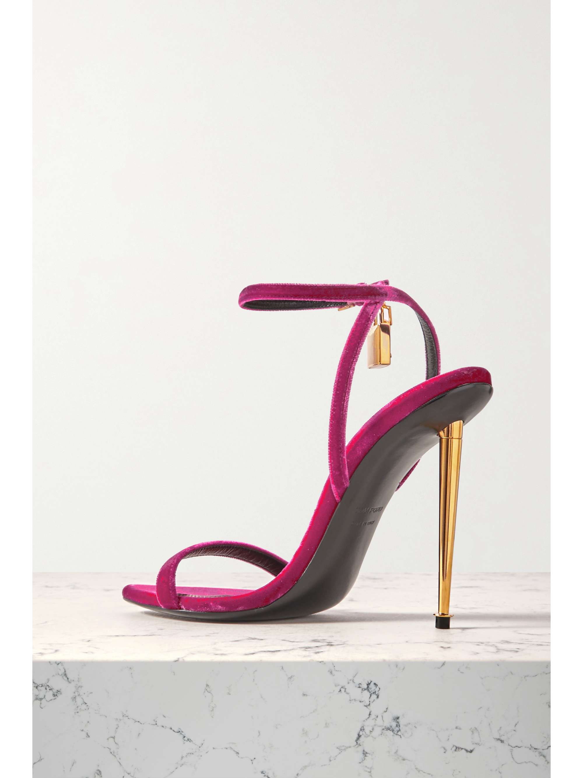 TOM FORD Padlock embellished velvet sandals