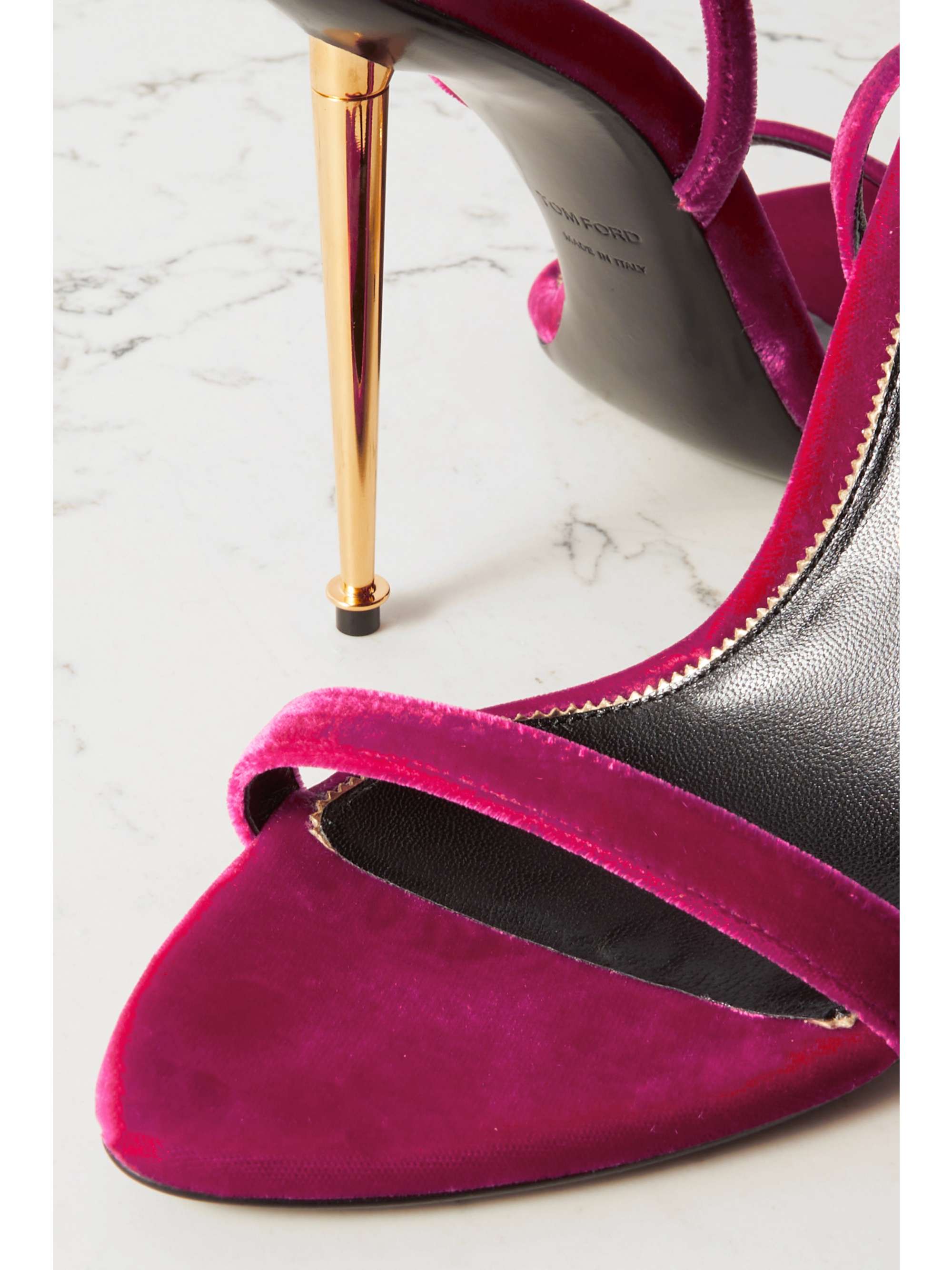 TOM FORD Padlock embellished velvet sandals
