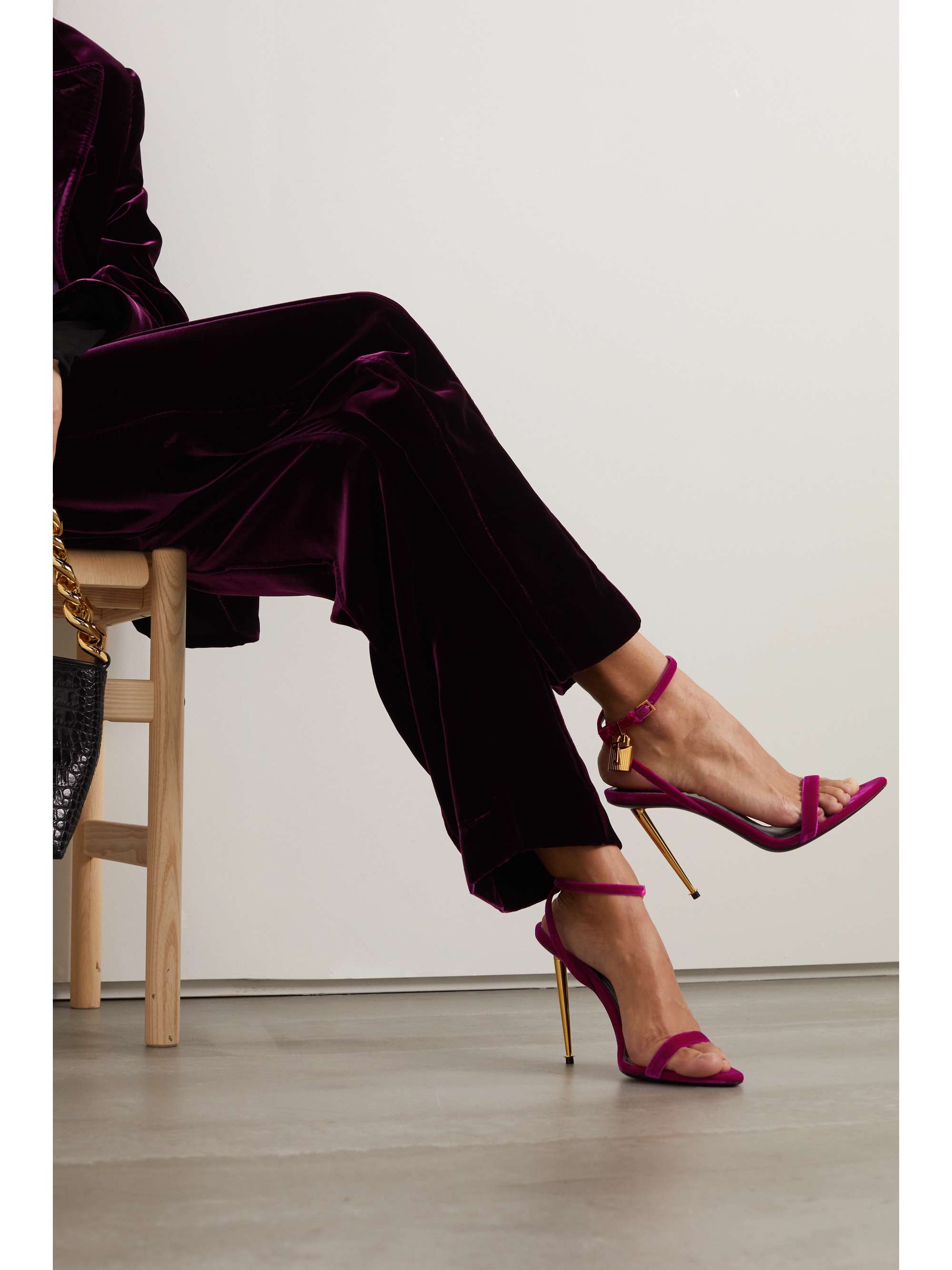 TOM FORD Padlock embellished velvet sandals