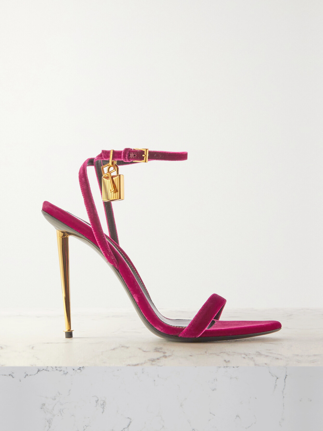 TOM FORD - Padlock Velvet Sandals - Pink