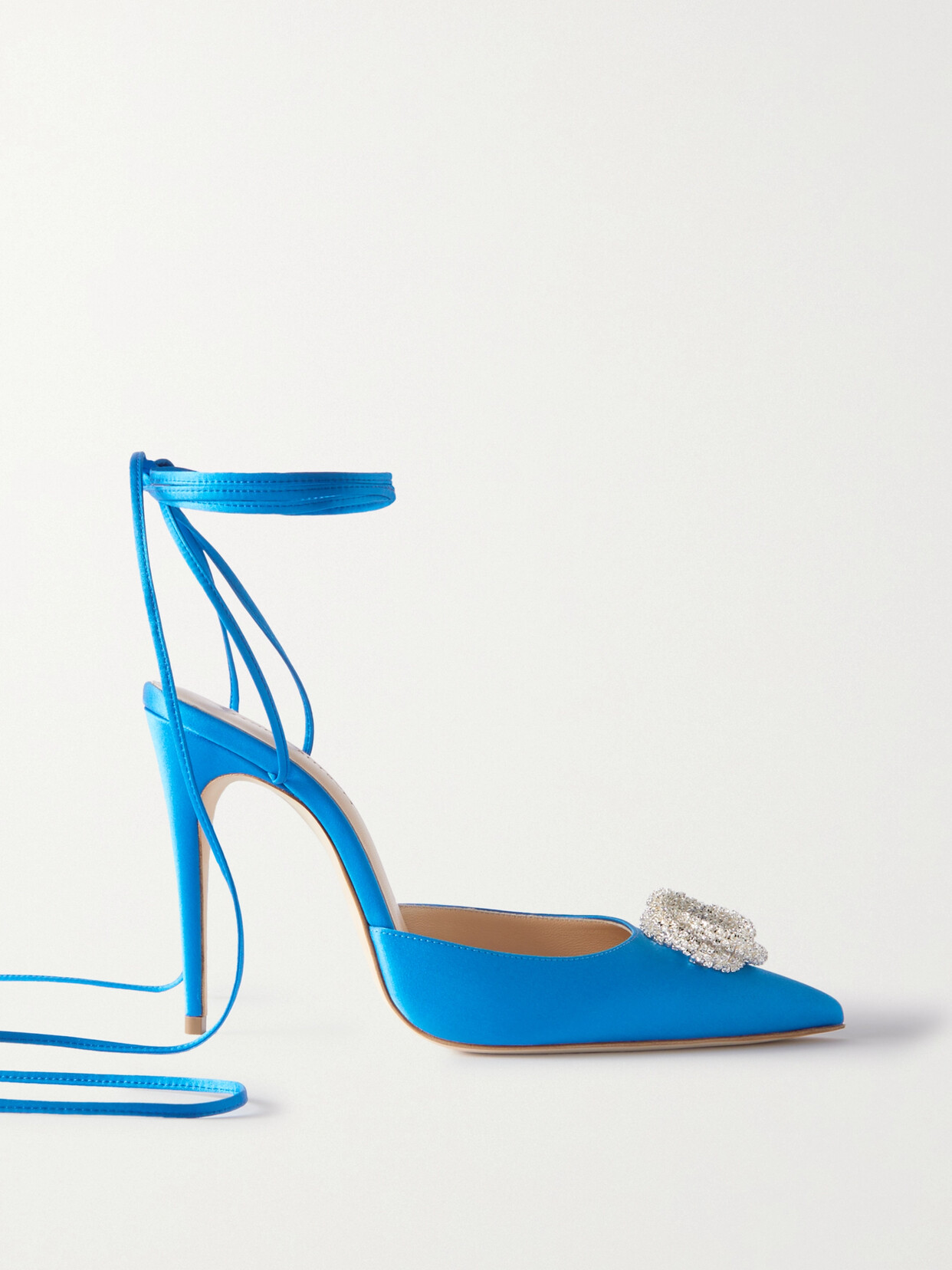 Magda Butrym Crystal-embellished Satin Pumps - Blue