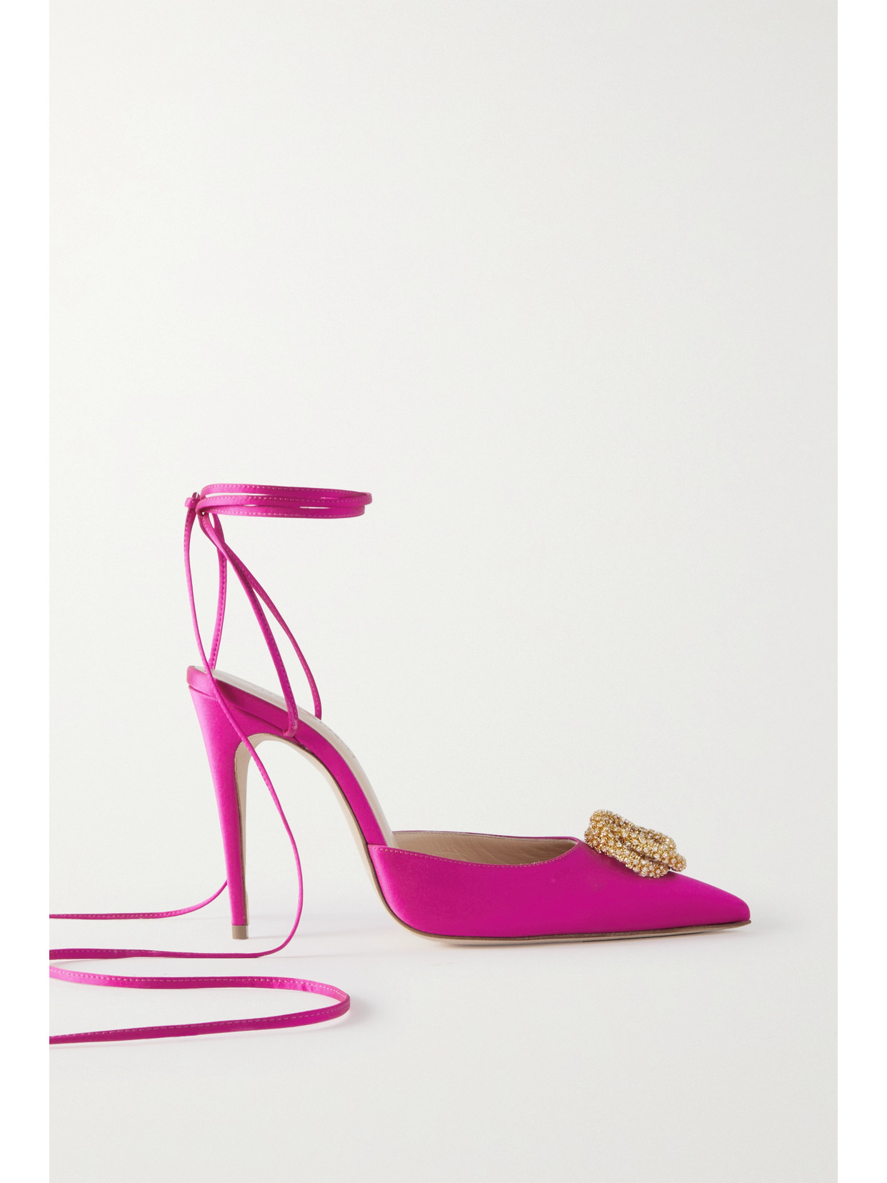 Magda Butrym Crystal-embellished Satin Pumps - Pink