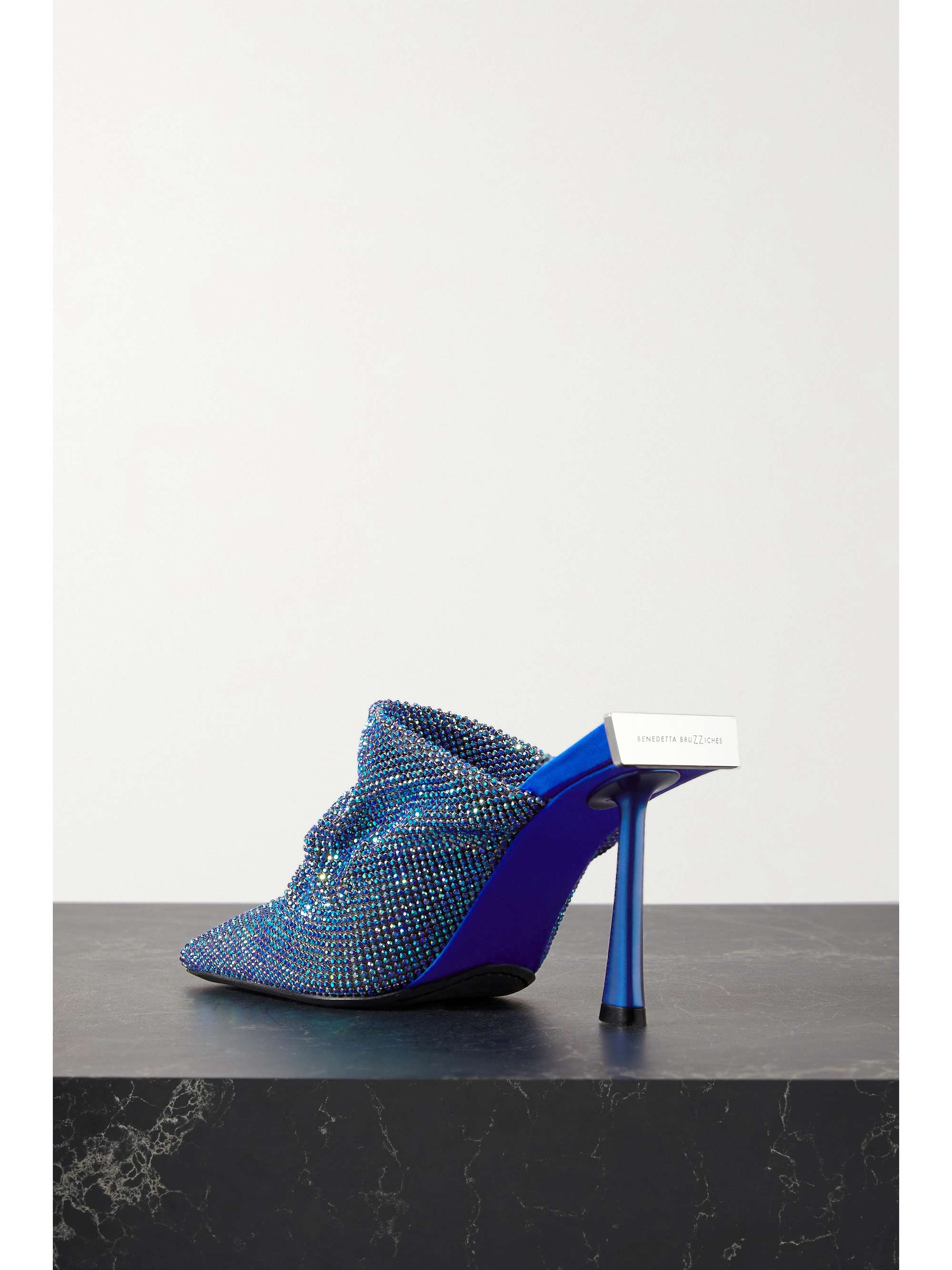 Goliarda crystal-embellished chainmail mules