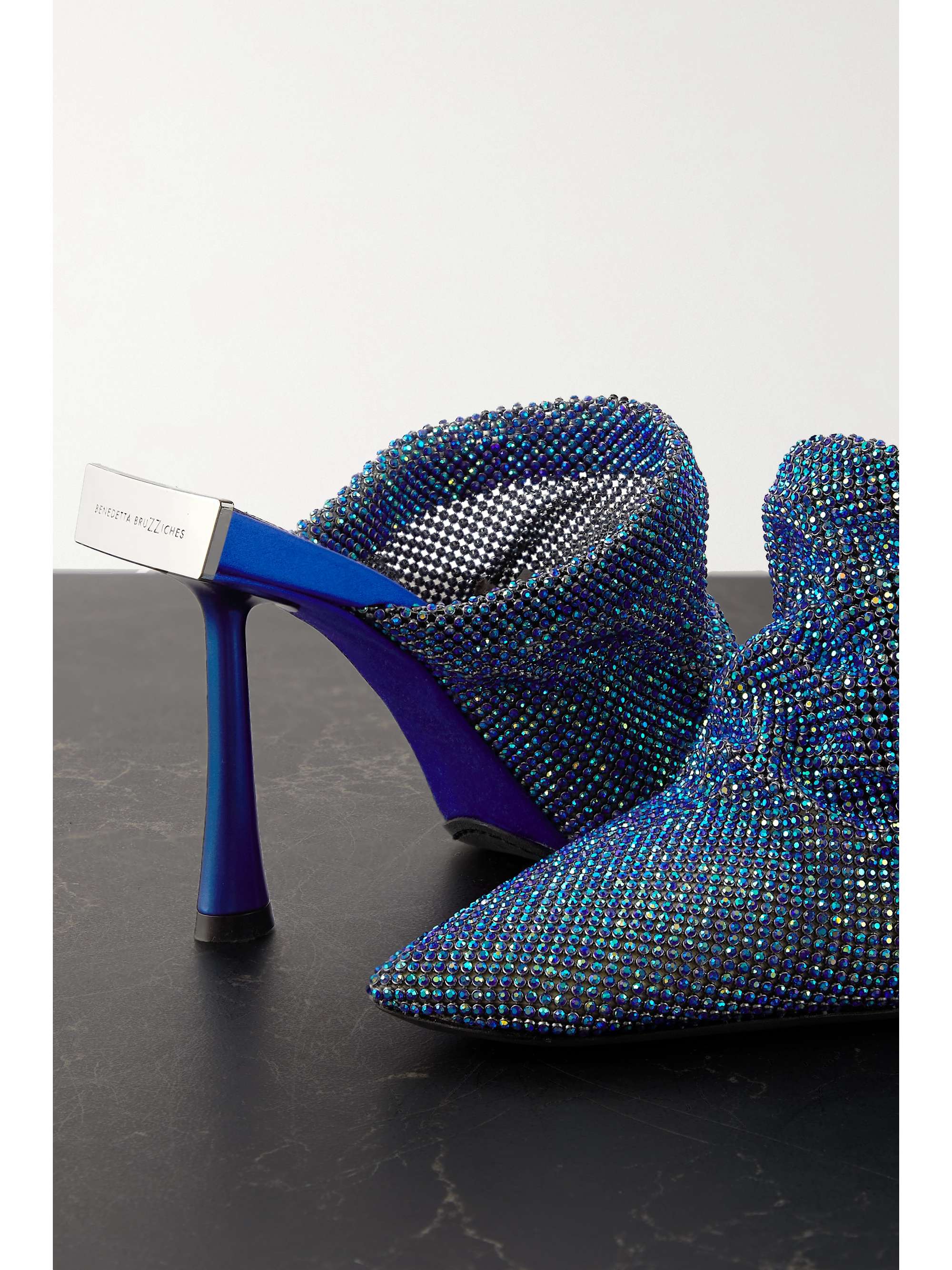 BENEDETTA BRUZZICHES Goliarda crystal-embellished chainmail mules