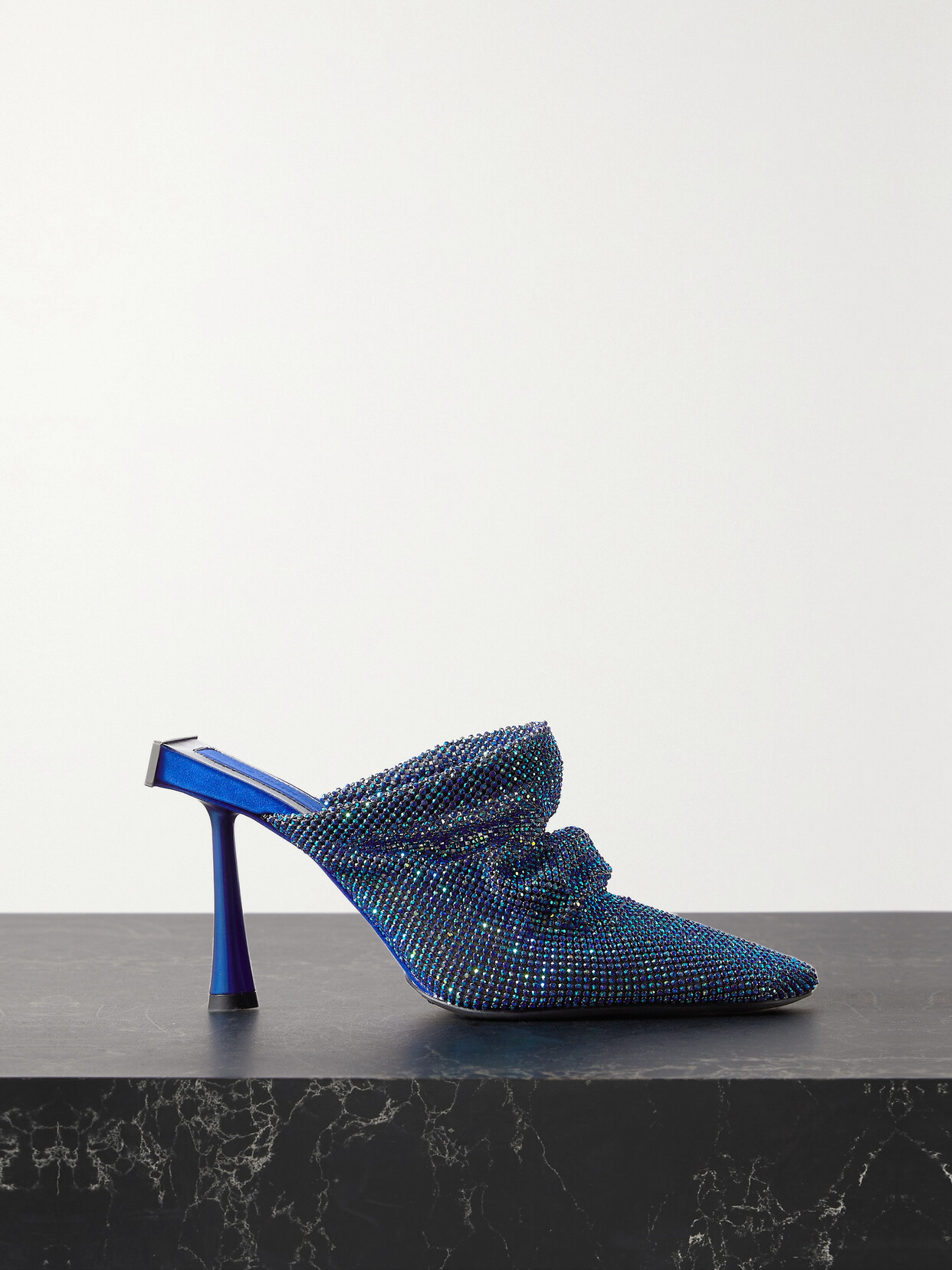 Benedetta Bruzziches - Goliarda Crystal-embellished Chainmail Mules - Blue