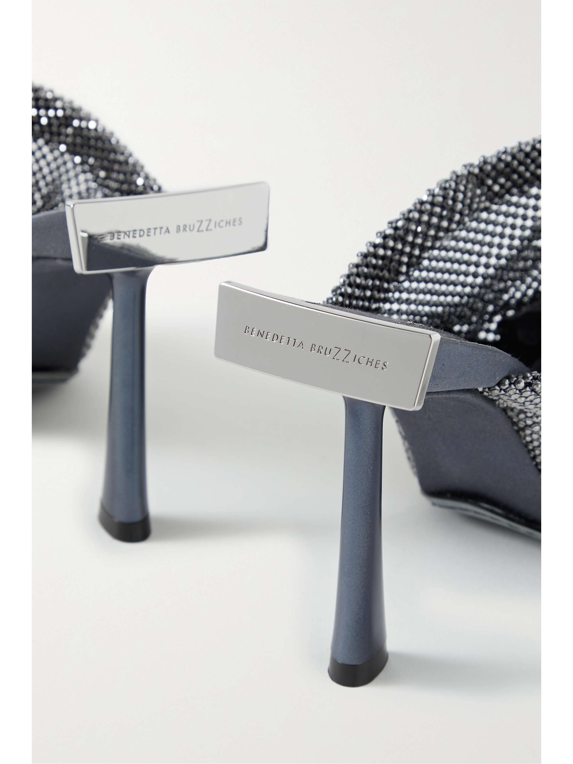 BENEDETTA BRUZZICHES Goliarda crystal-embellished chainmail mules