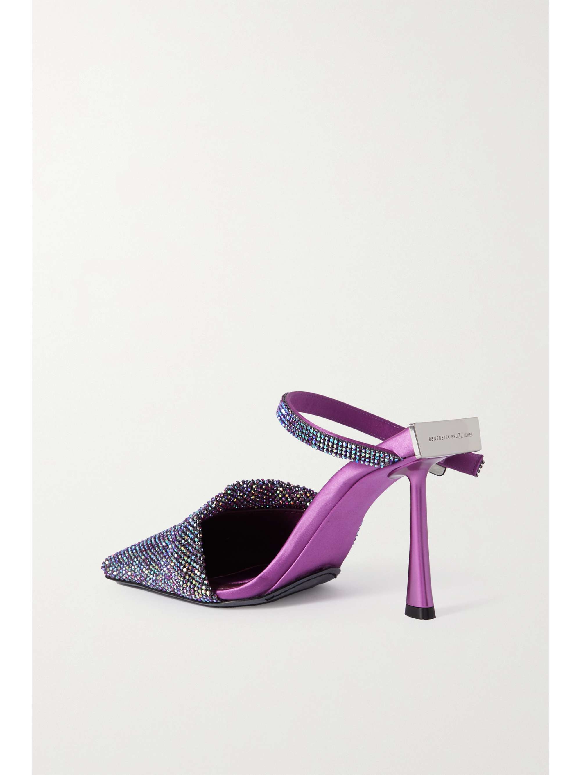 BENEDETTA BRUZZICHES Elena crystal-embellished silk-satin and leather pumps