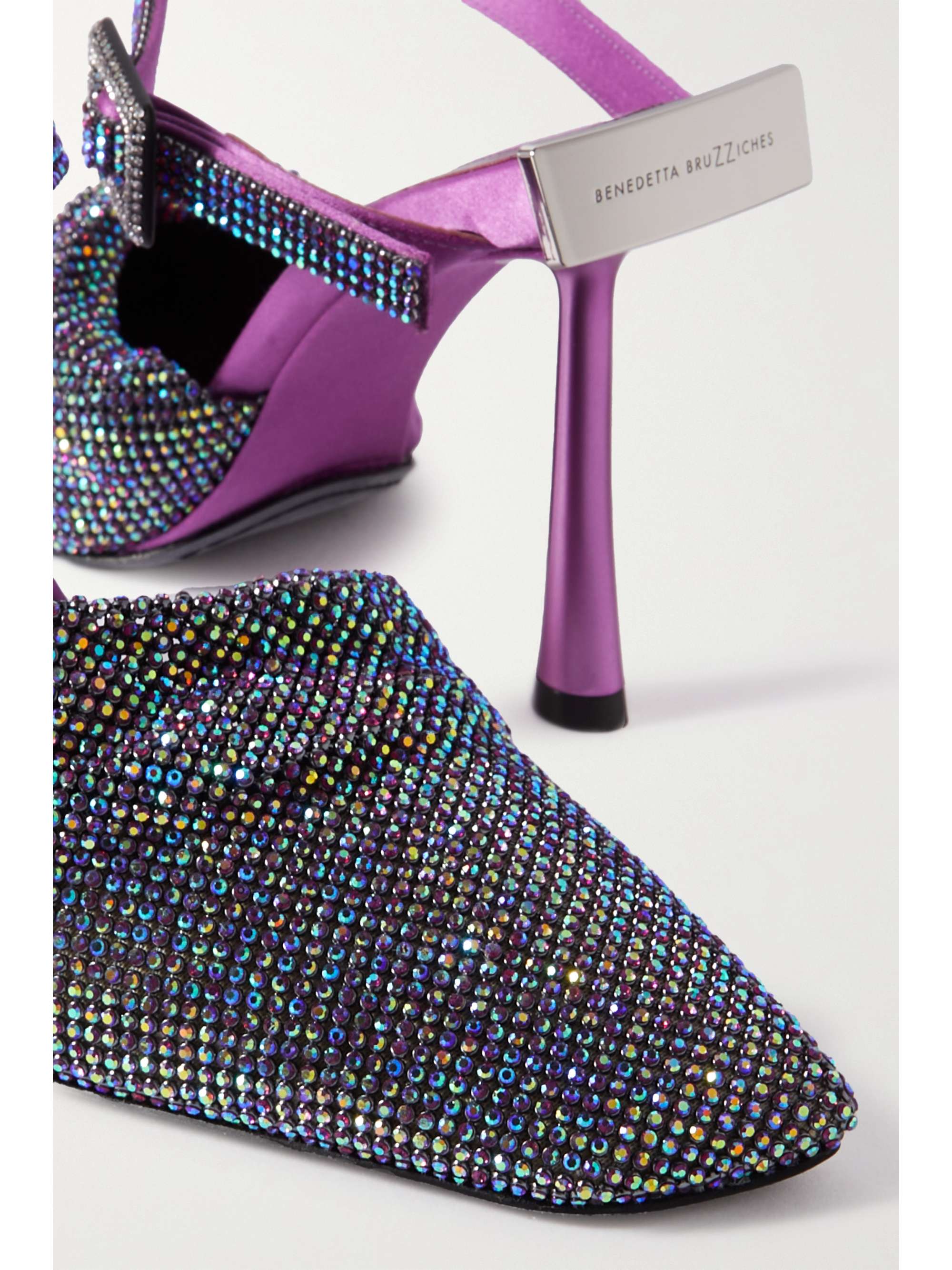 BENEDETTA BRUZZICHES Elena crystal-embellished silk-satin and leather pumps