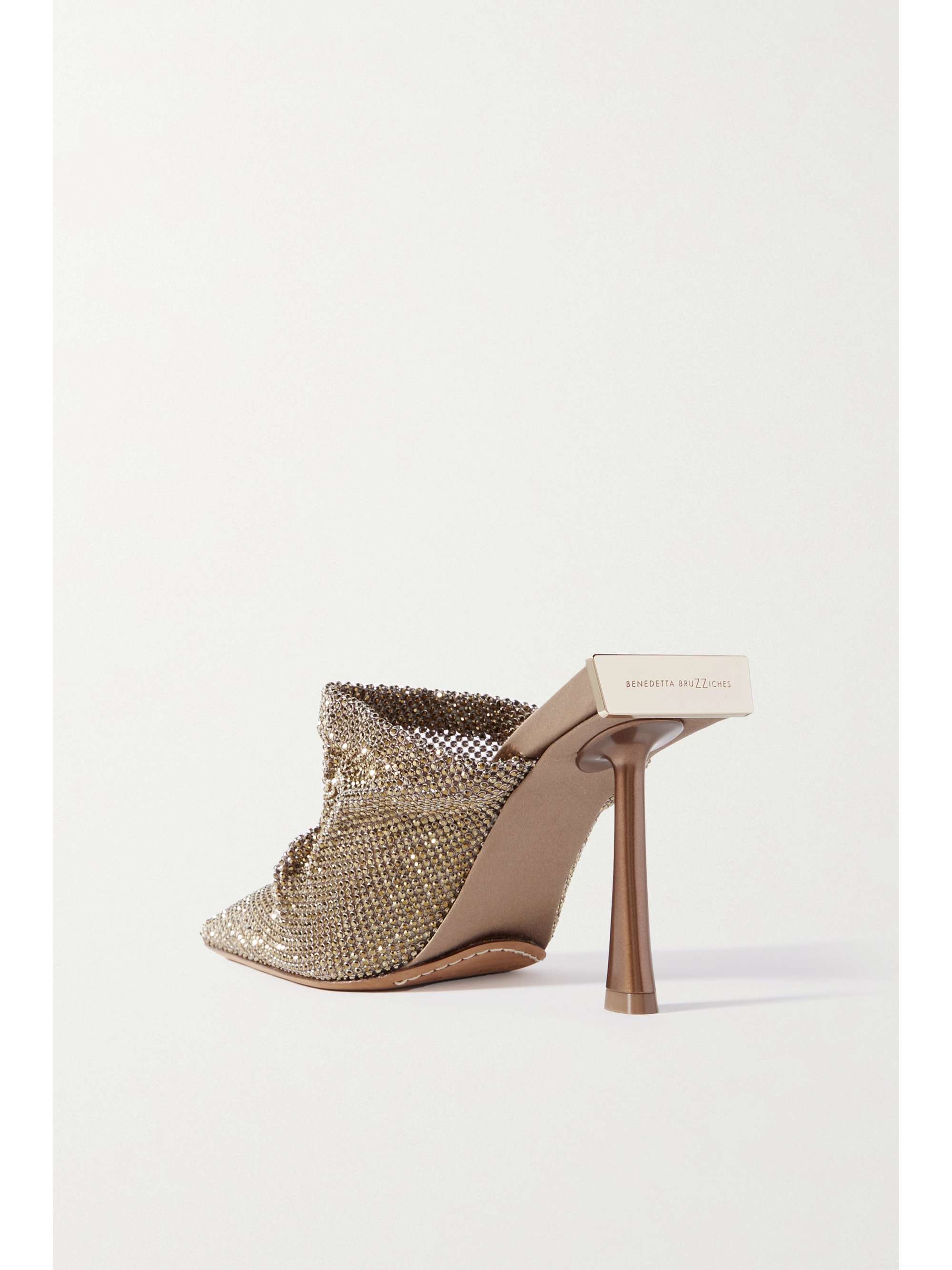 Goliarda crystal-embellished chainmail mules