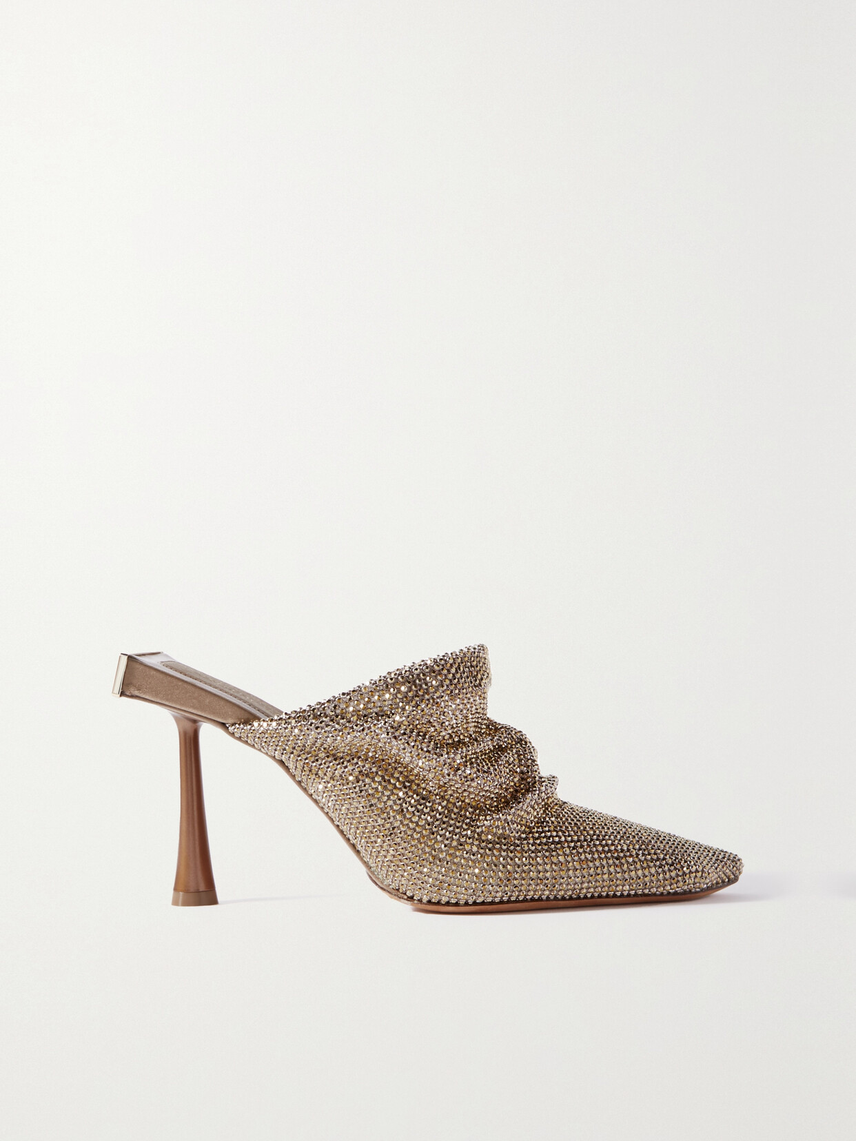Benedetta Bruzziches Goliarda Crystal-embellished Chainmail Mules - Gold