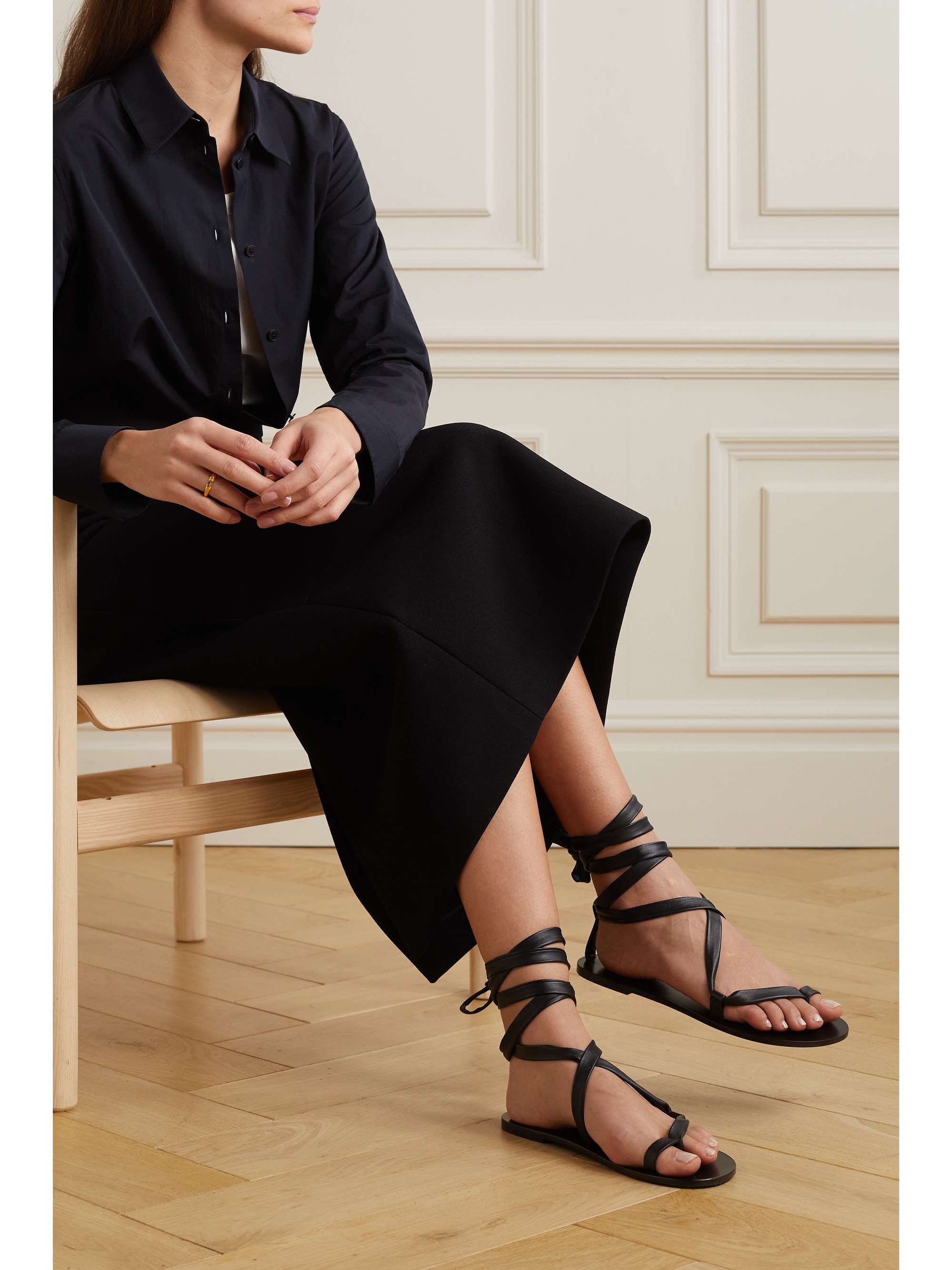THE ROW Nora lace-up leather sandals