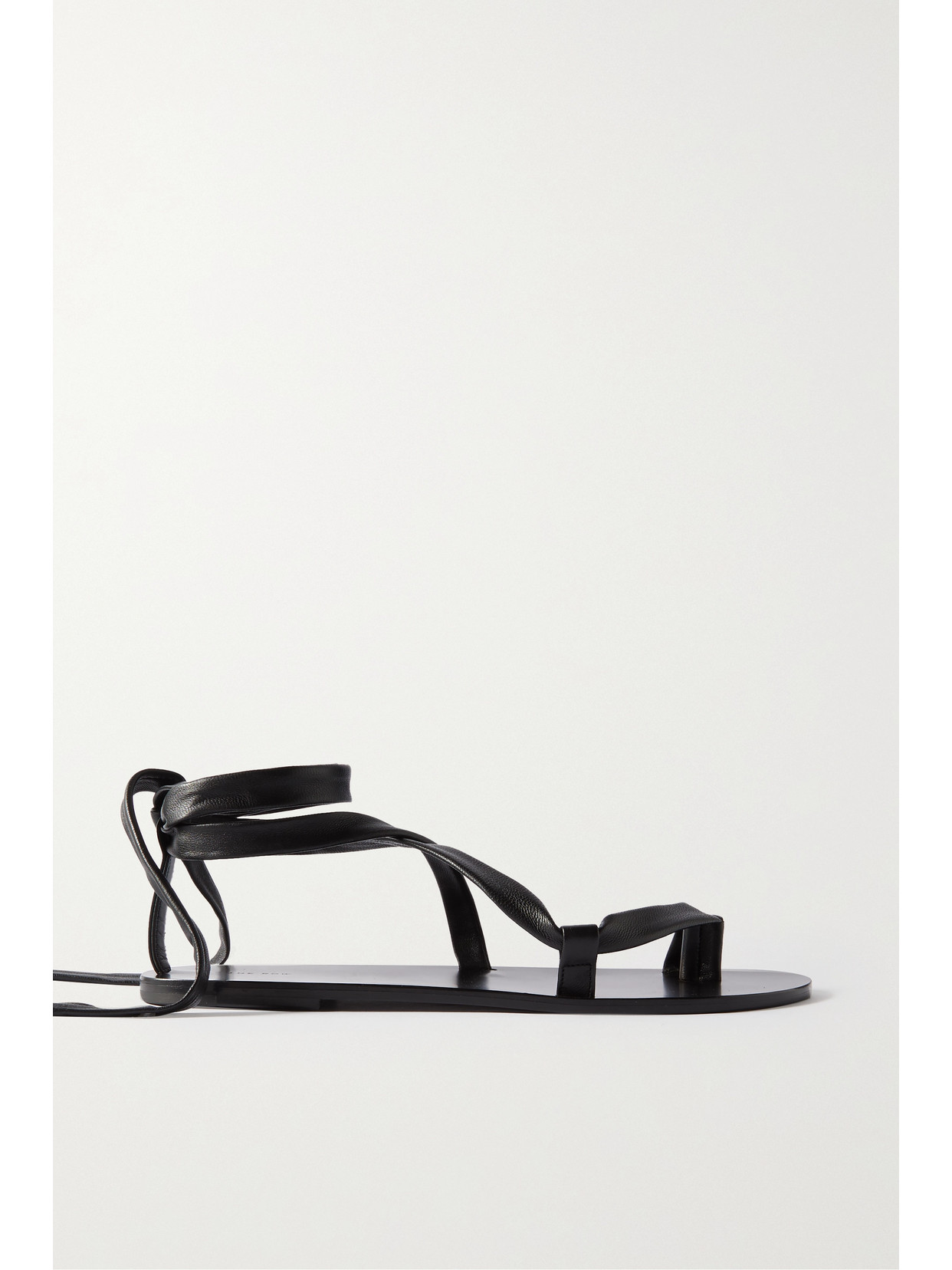 The Row Nora Lace-up Leather Sandals In Black